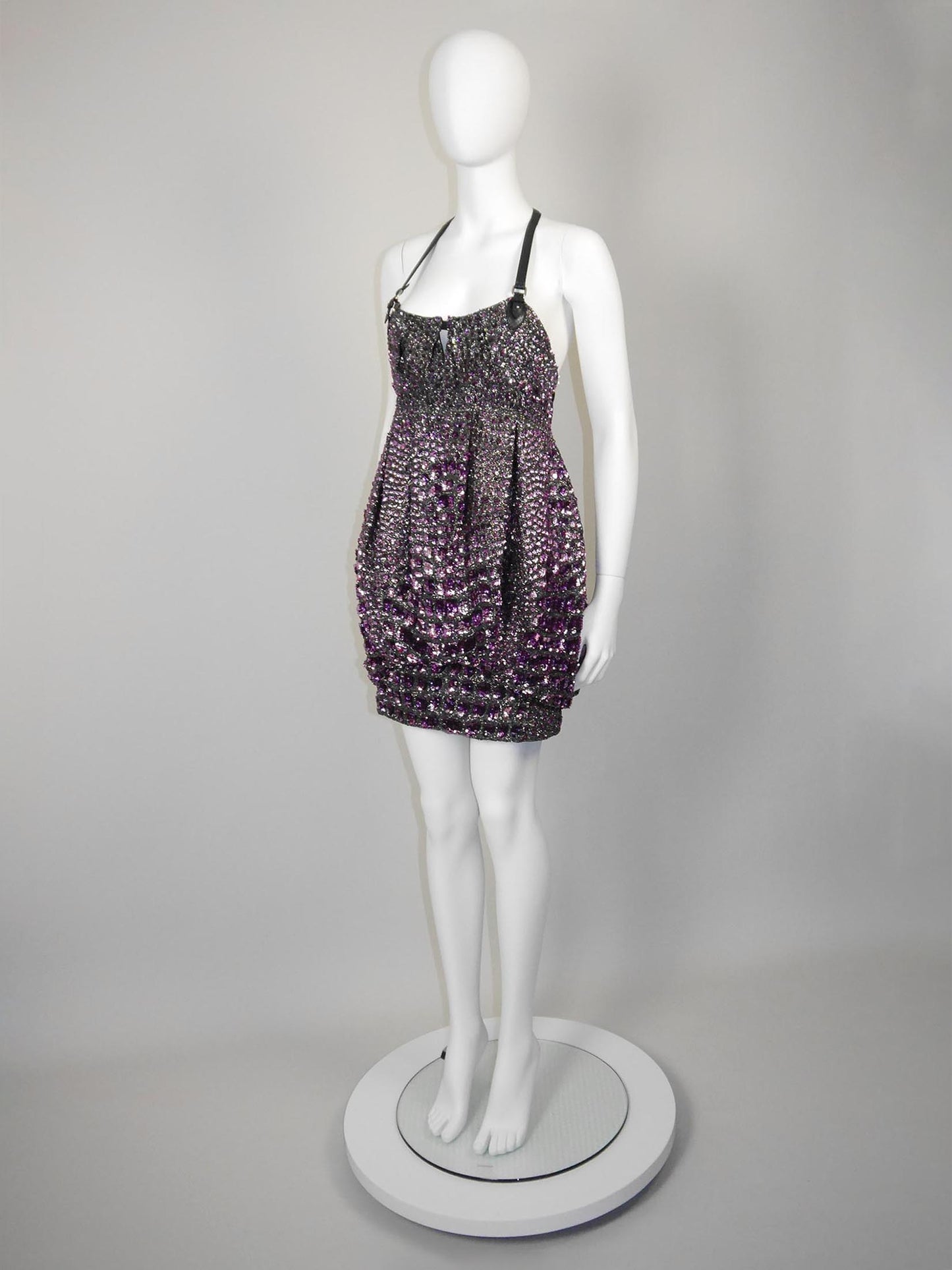 ROBERTO CAVALLI Fall 2012 Vintage Fully Beaded Harness Mini Dress Size XS
