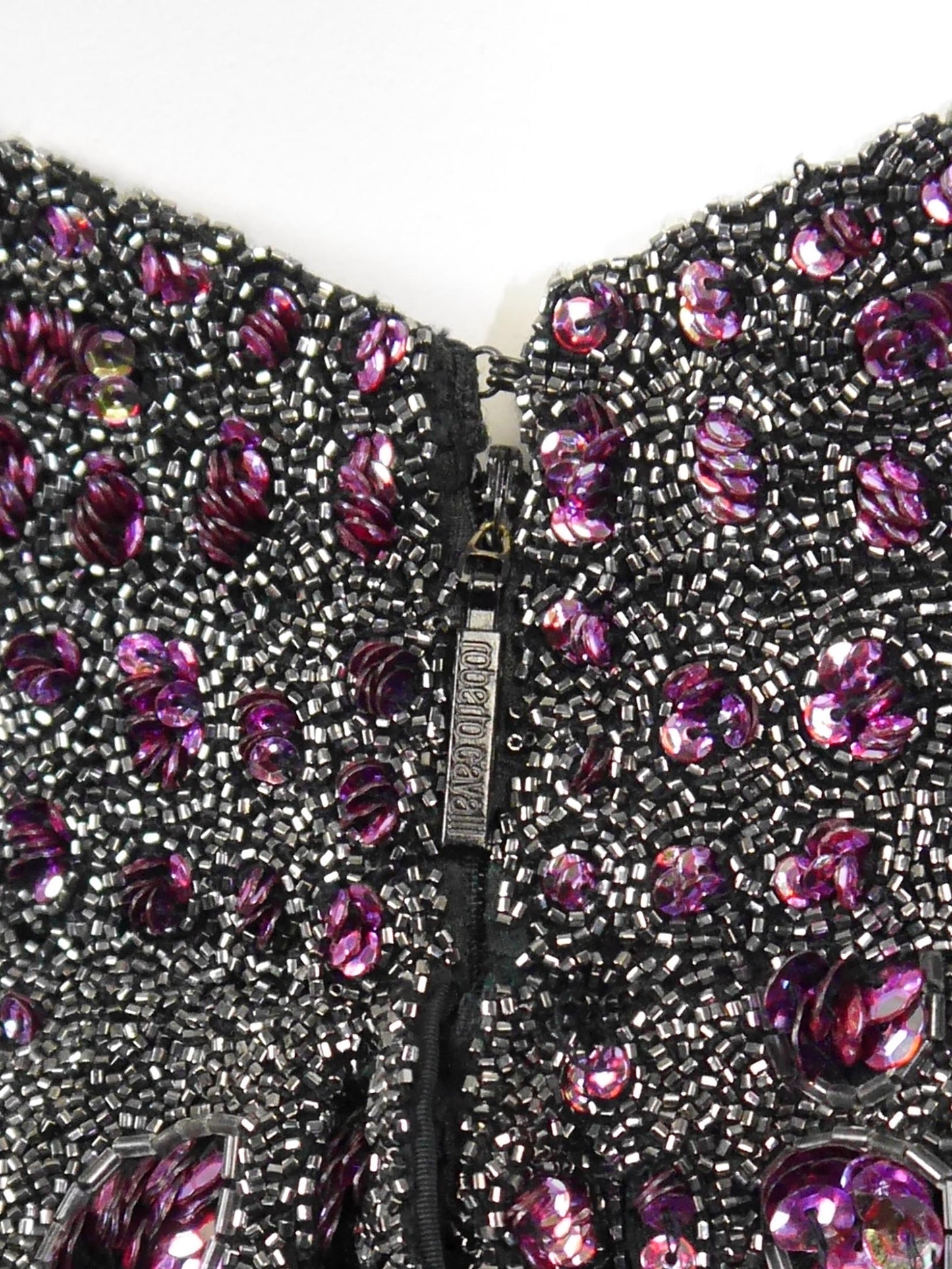 ROBERTO CAVALLI Fall 2012 Vintage Fully Beaded Harness Mini Dress Size XS