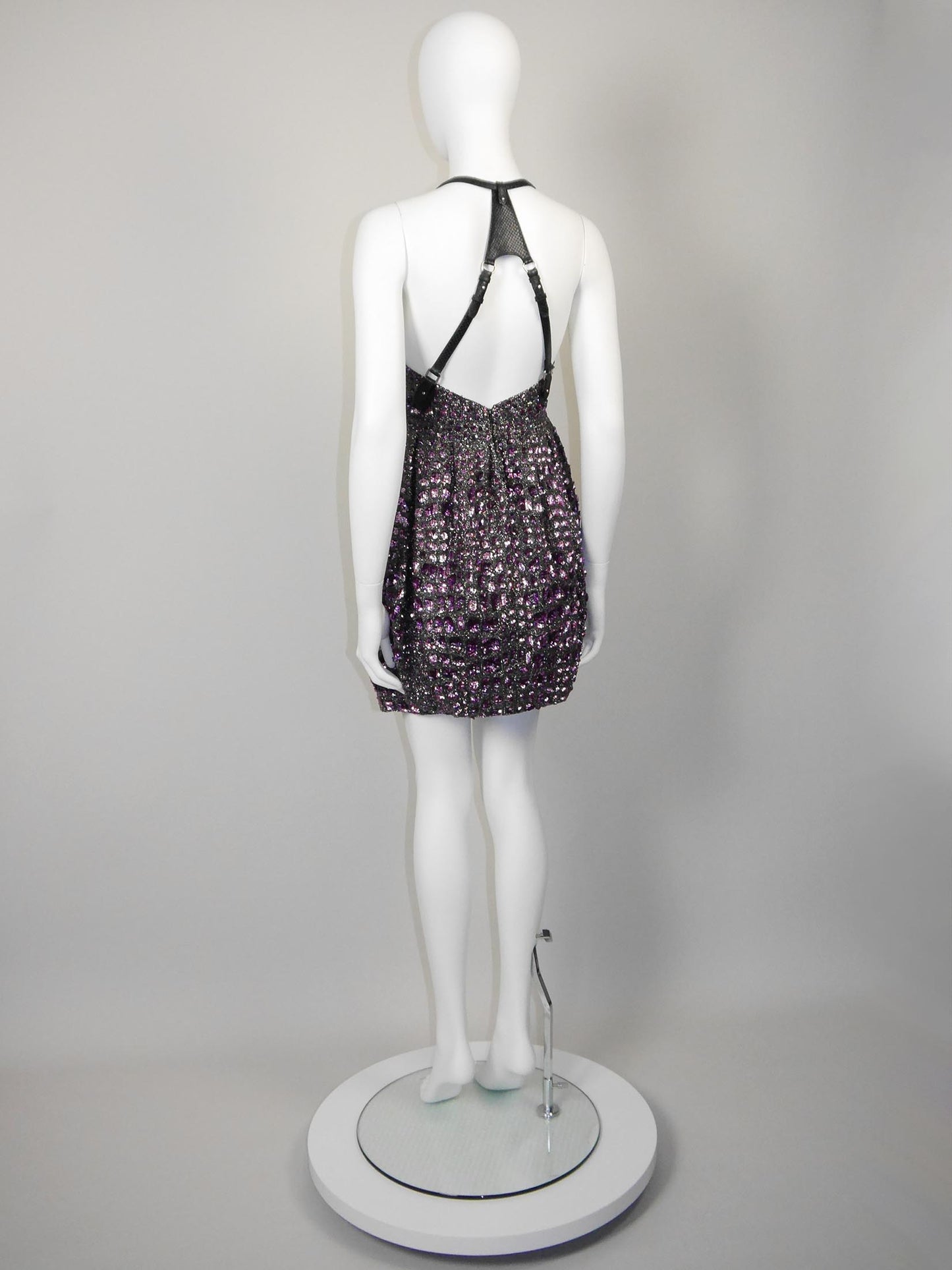 ROBERTO CAVALLI Fall 2012 Vintage Fully Beaded Harness Mini Dress Size XS