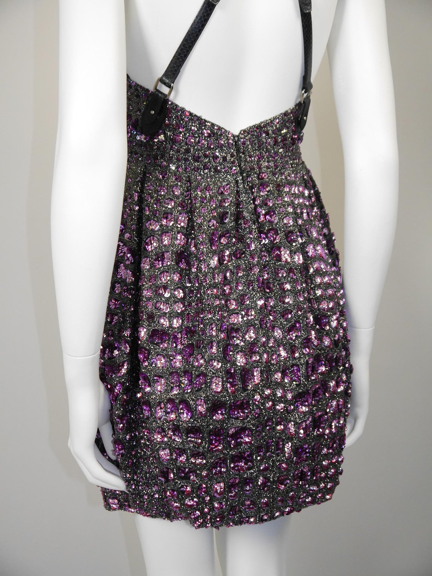 ROBERTO CAVALLI Fall 2012 Vintage Fully Beaded Harness Mini Dress Size XS