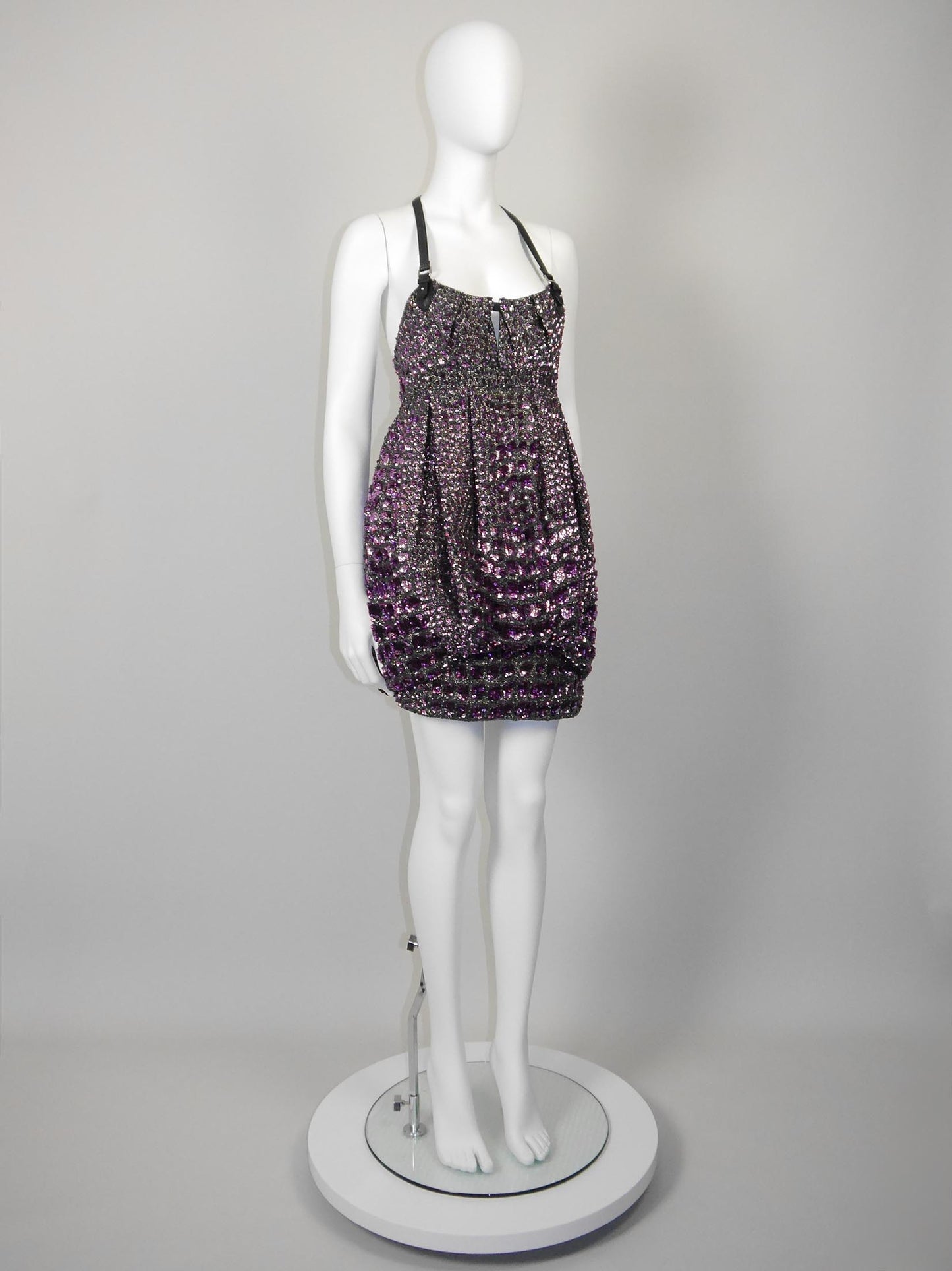 ROBERTO CAVALLI Fall 2012 Vintage Fully Beaded Harness Mini Dress Size XS