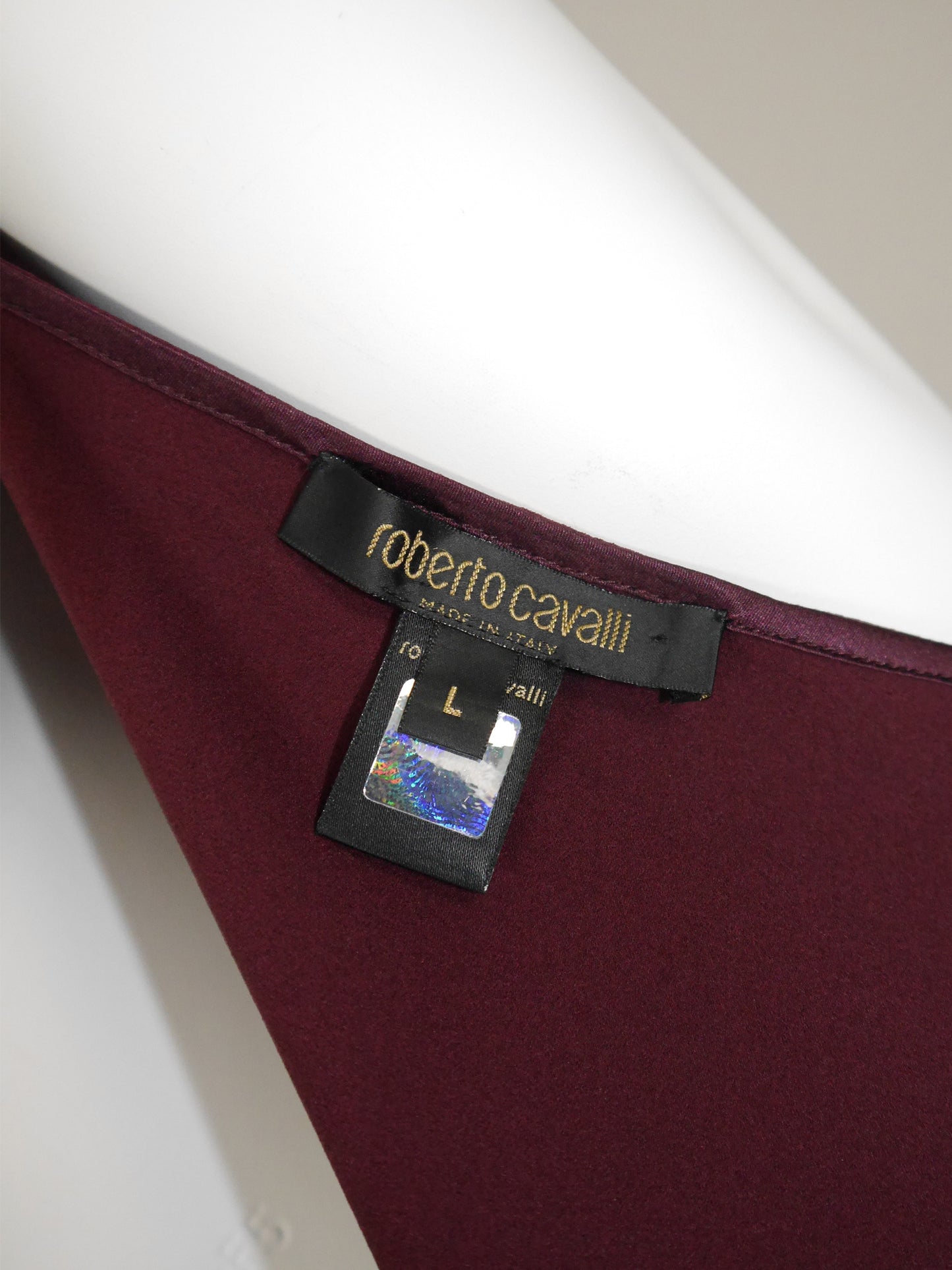 ROBERTO CAVALLI Fall 2004 Vintage Burgundy Red Silk Maxi Evening Gown Size L