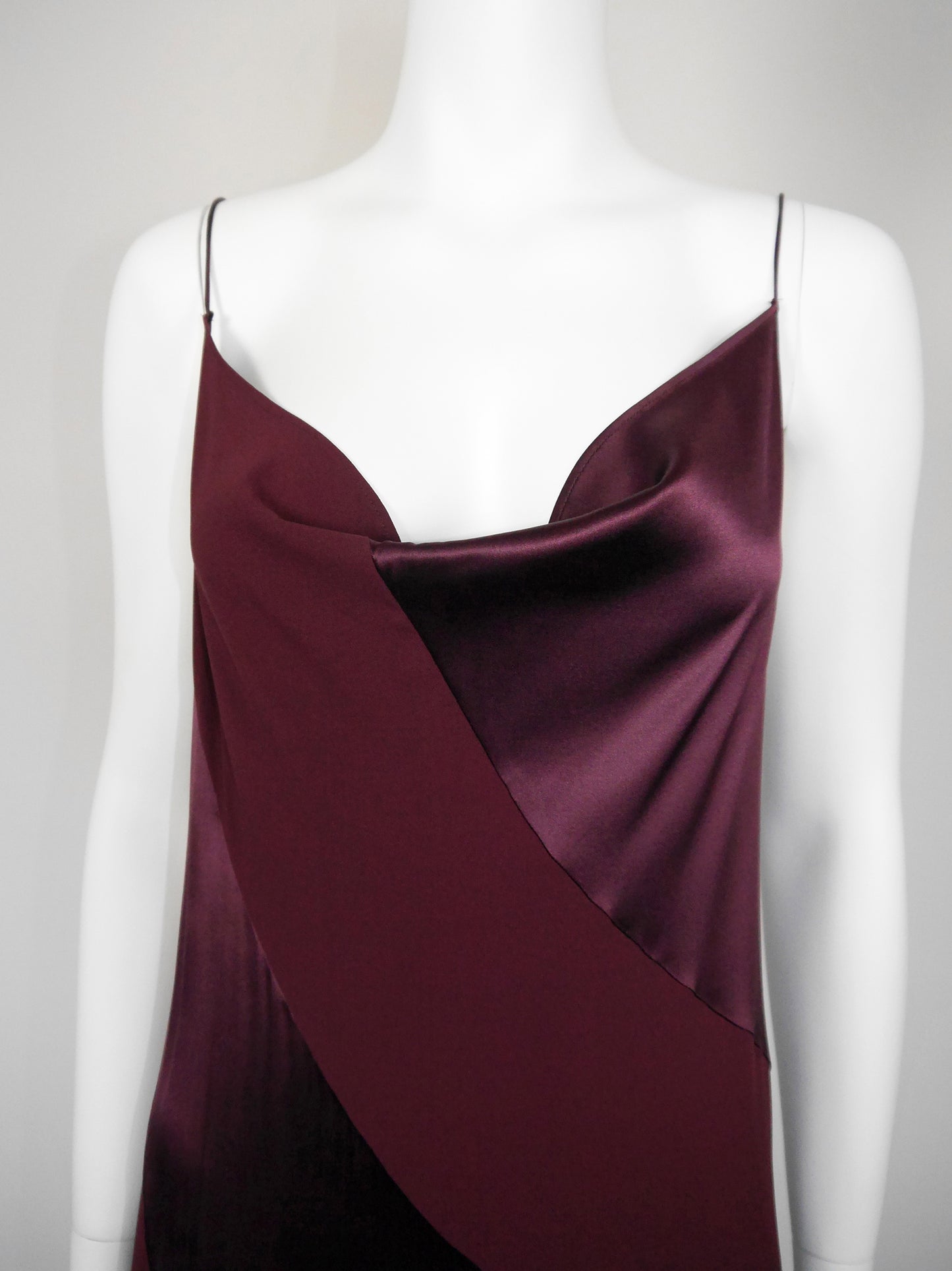 ROBERTO CAVALLI Fall 2004 Vintage Burgundy Red Silk Maxi Evening Gown Size L