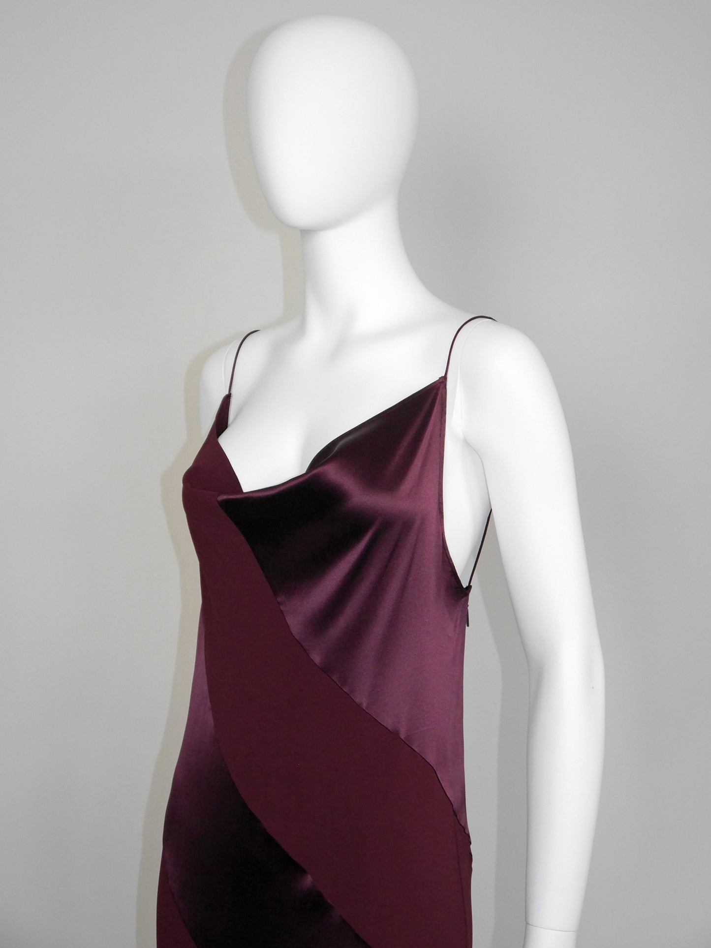 ROBERTO CAVALLI Fall 2004 Vintage Burgundy Red Silk Maxi Evening Gown Size L