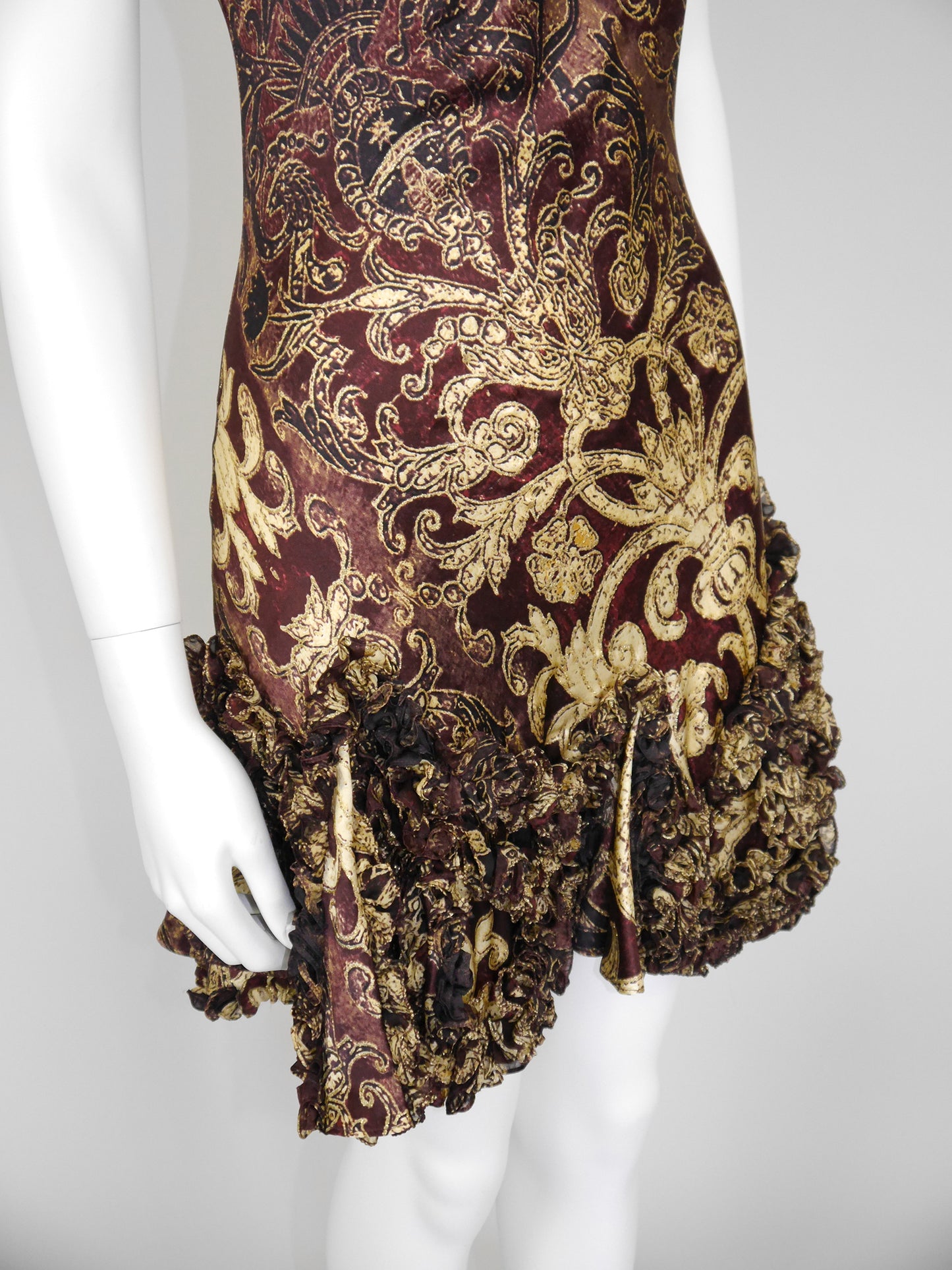 ROBERTO CAVALLI Fall 2004 Vintage Ruffled Silk Mini Slip Dress Size S