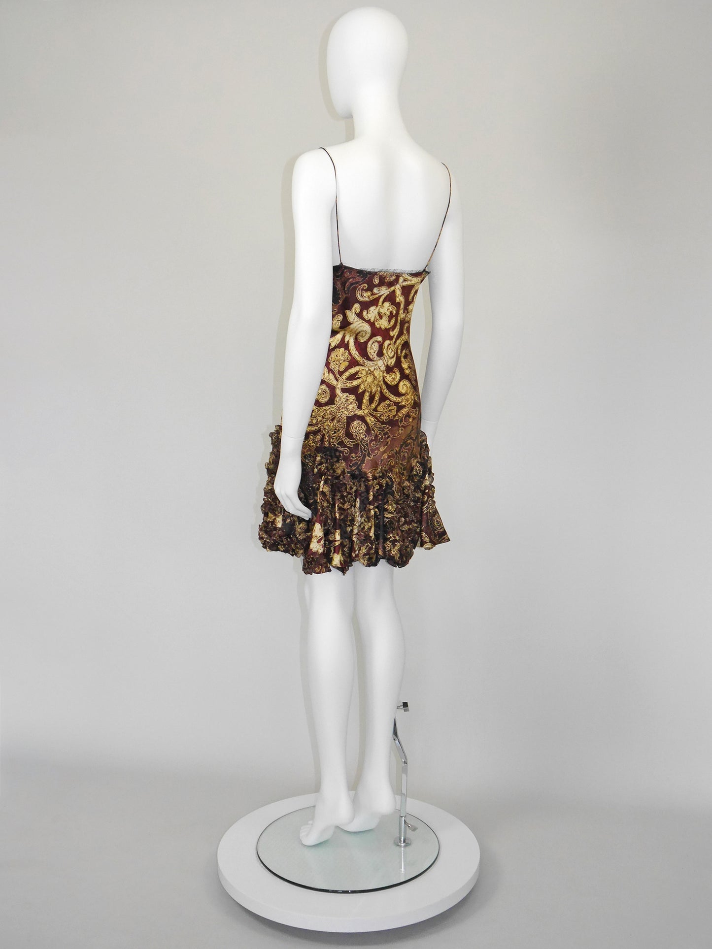 ROBERTO CAVALLI Fall 2004 Vintage Ruffled Silk Mini Slip Dress Size S