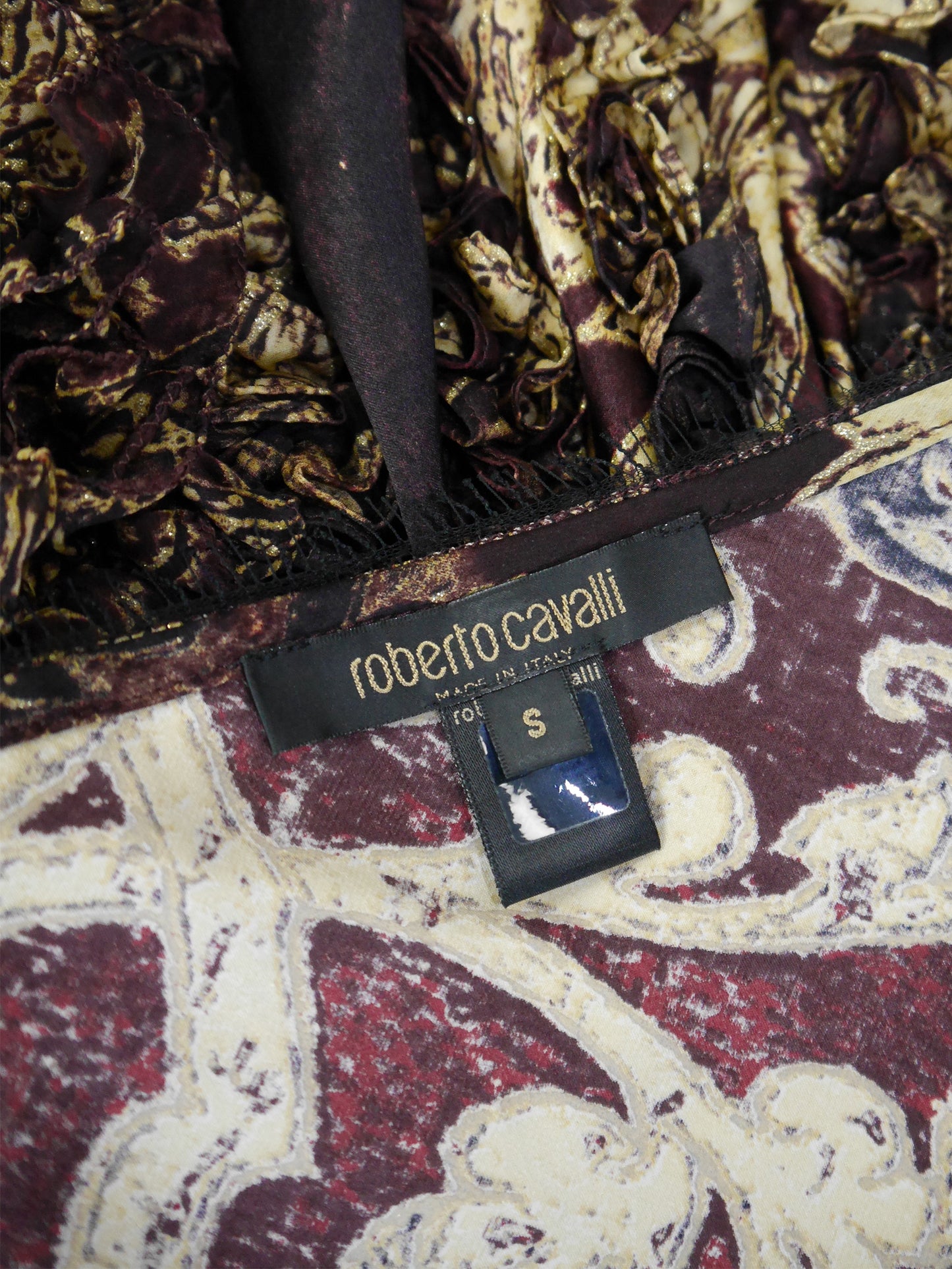 ROBERTO CAVALLI Fall 2004 Vintage Ruffled Silk Mini Slip Dress Size S