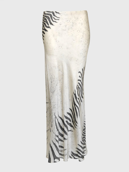 ROBERTO CAVALLI Spring 1999 Vintage Zebra Print Silk Maxi Skirt Size S-M