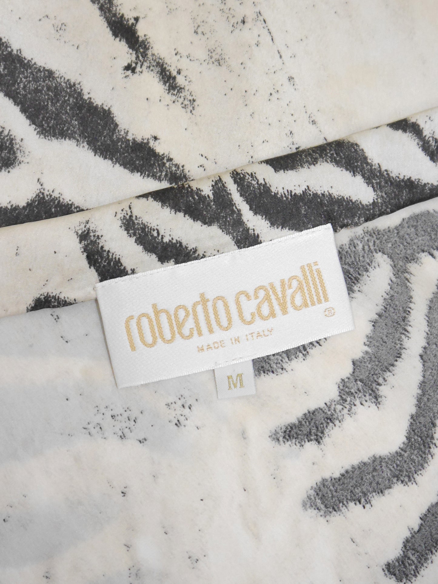 ROBERTO CAVALLI Spring 1999 Vintage Zebra Print Silk Maxi Skirt Size S-M