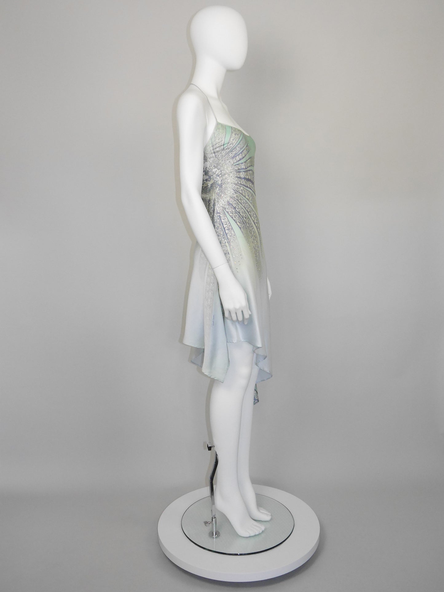 ROBERTO CAVALLI Spring 2000 Vintage Crystal Embellished Ombré Silk Slip Dress Size S
