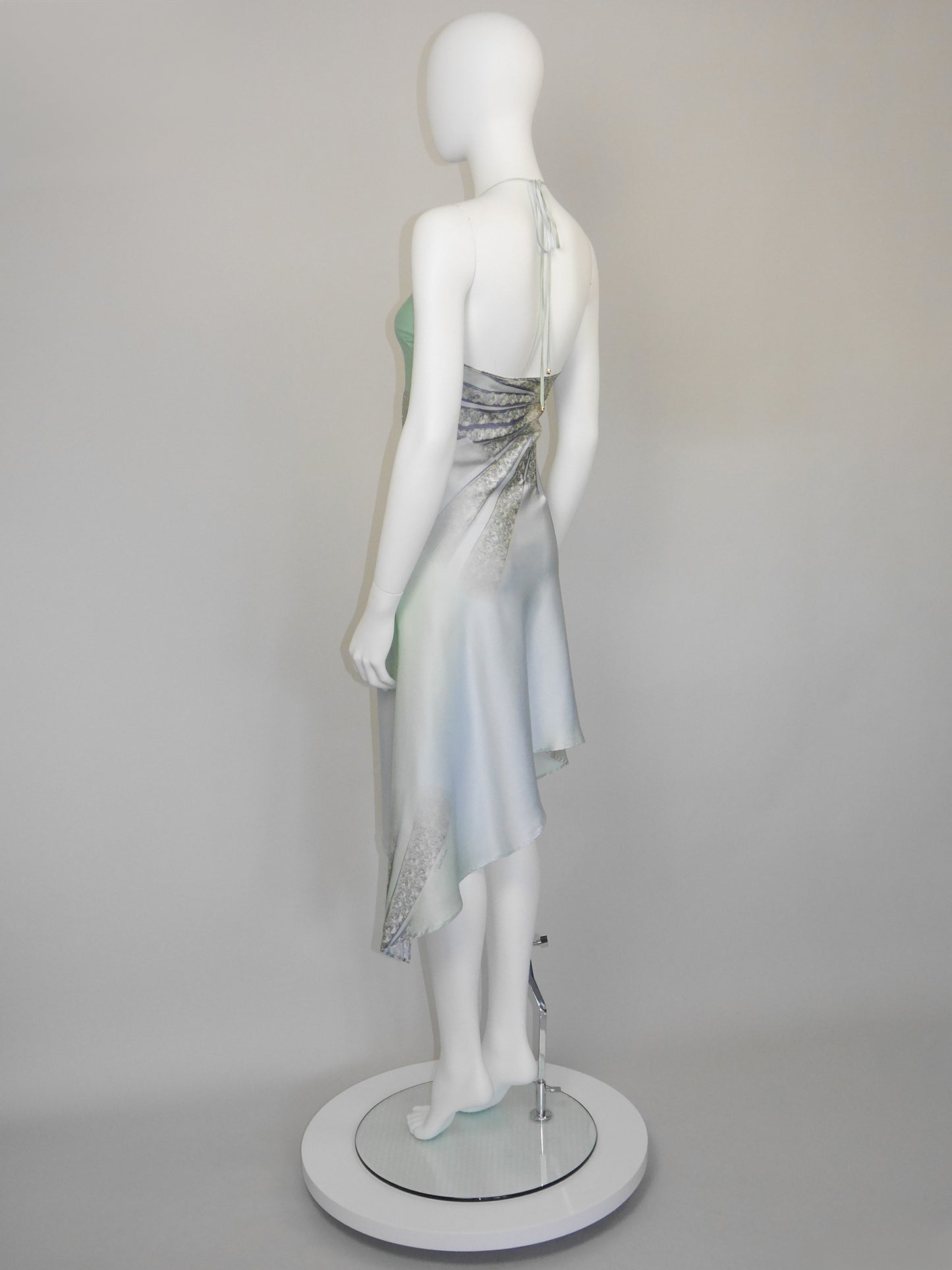 ROBERTO CAVALLI Spring 2000 Vintage Crystal Embellished Ombré Silk Slip Dress Size S