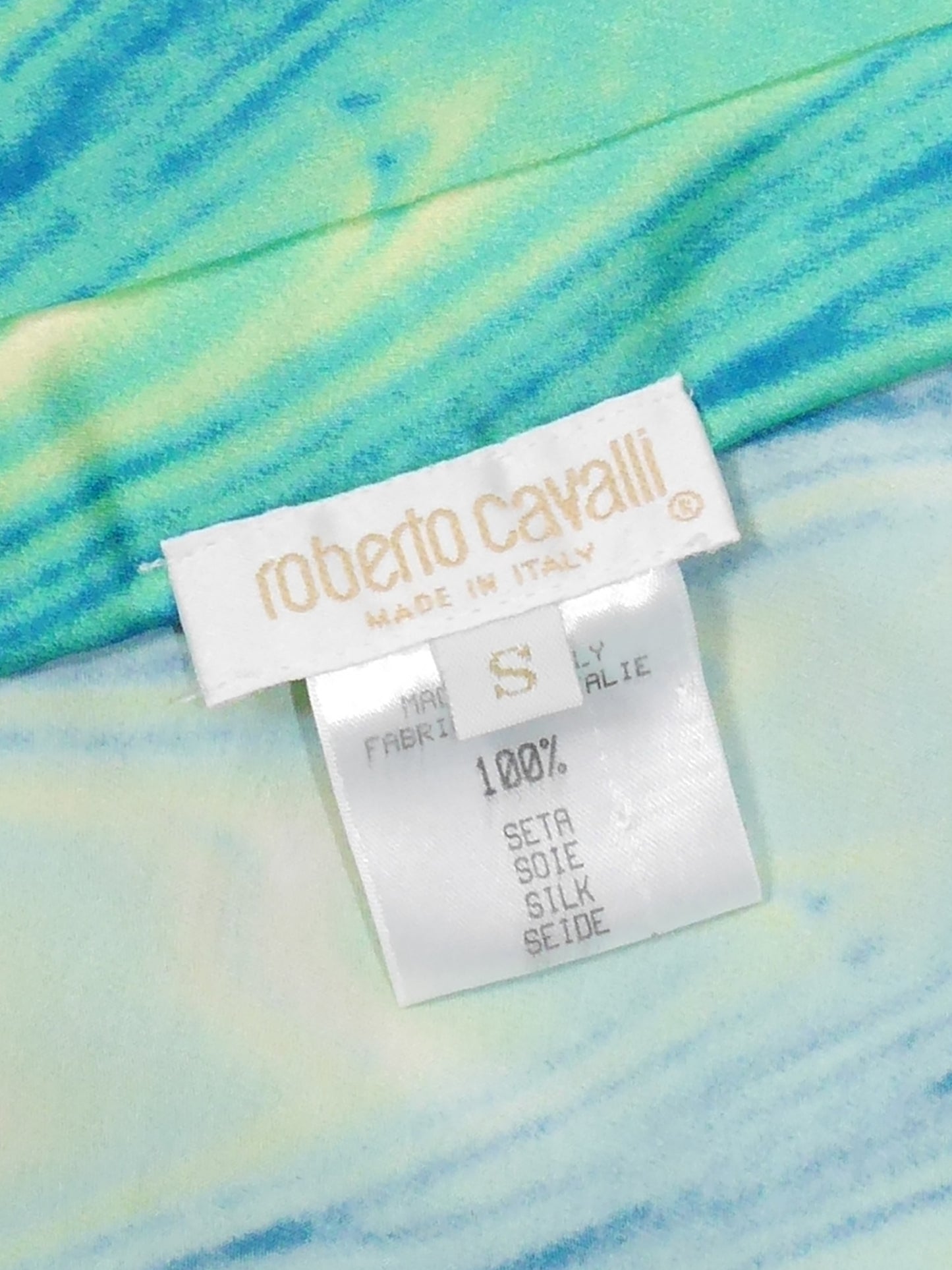 ROBERTO CAVALLI Spring 2001 Vintage Psychedelic Print Silk Skirt Size S