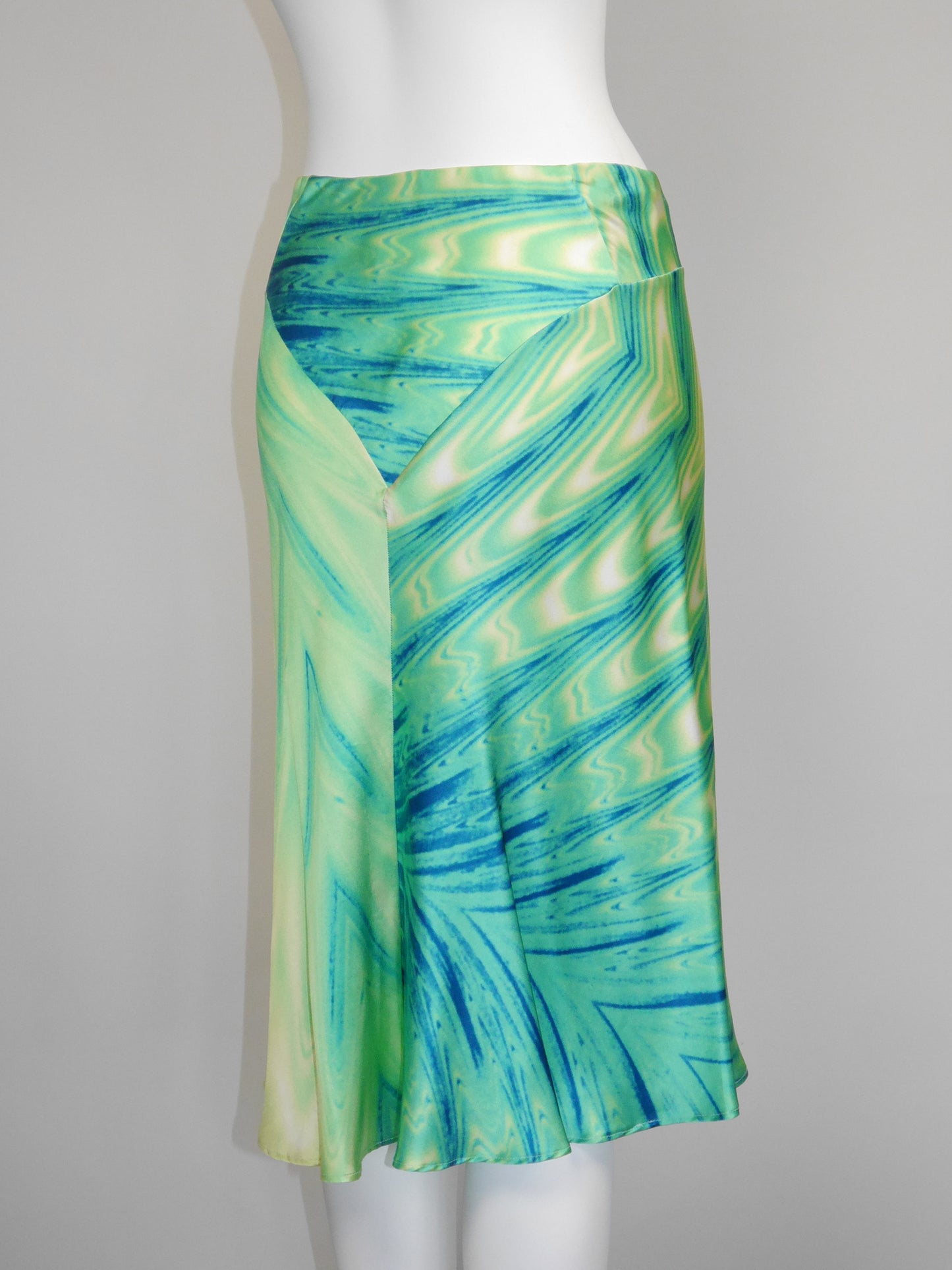 ROBERTO CAVALLI Spring 2001 Vintage Psychedelic Print Silk Skirt Size S