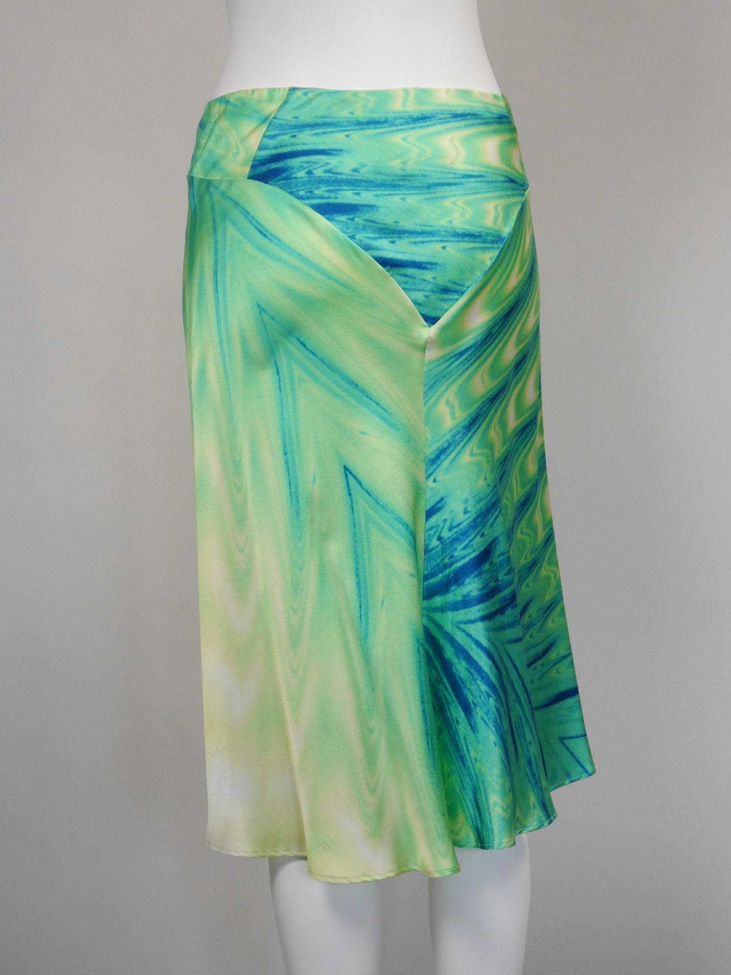 ROBERTO CAVALLI Spring 2001 Vintage Psychedelic Print Silk Skirt Size S