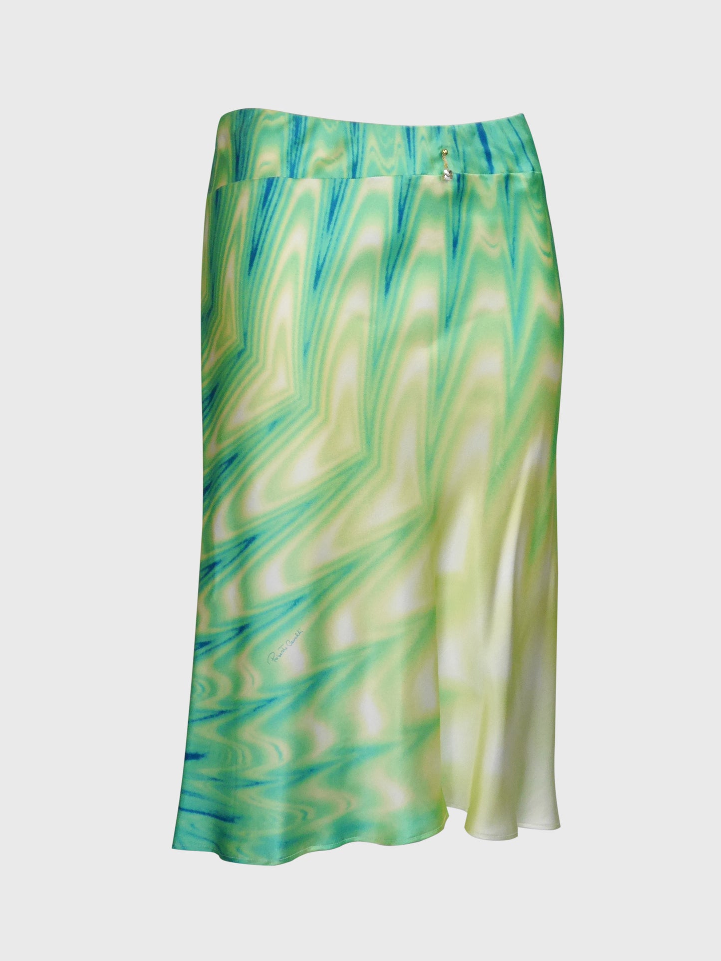 ROBERTO CAVALLI Spring 2001 Vintage Psychedelic Print Silk Skirt Size S