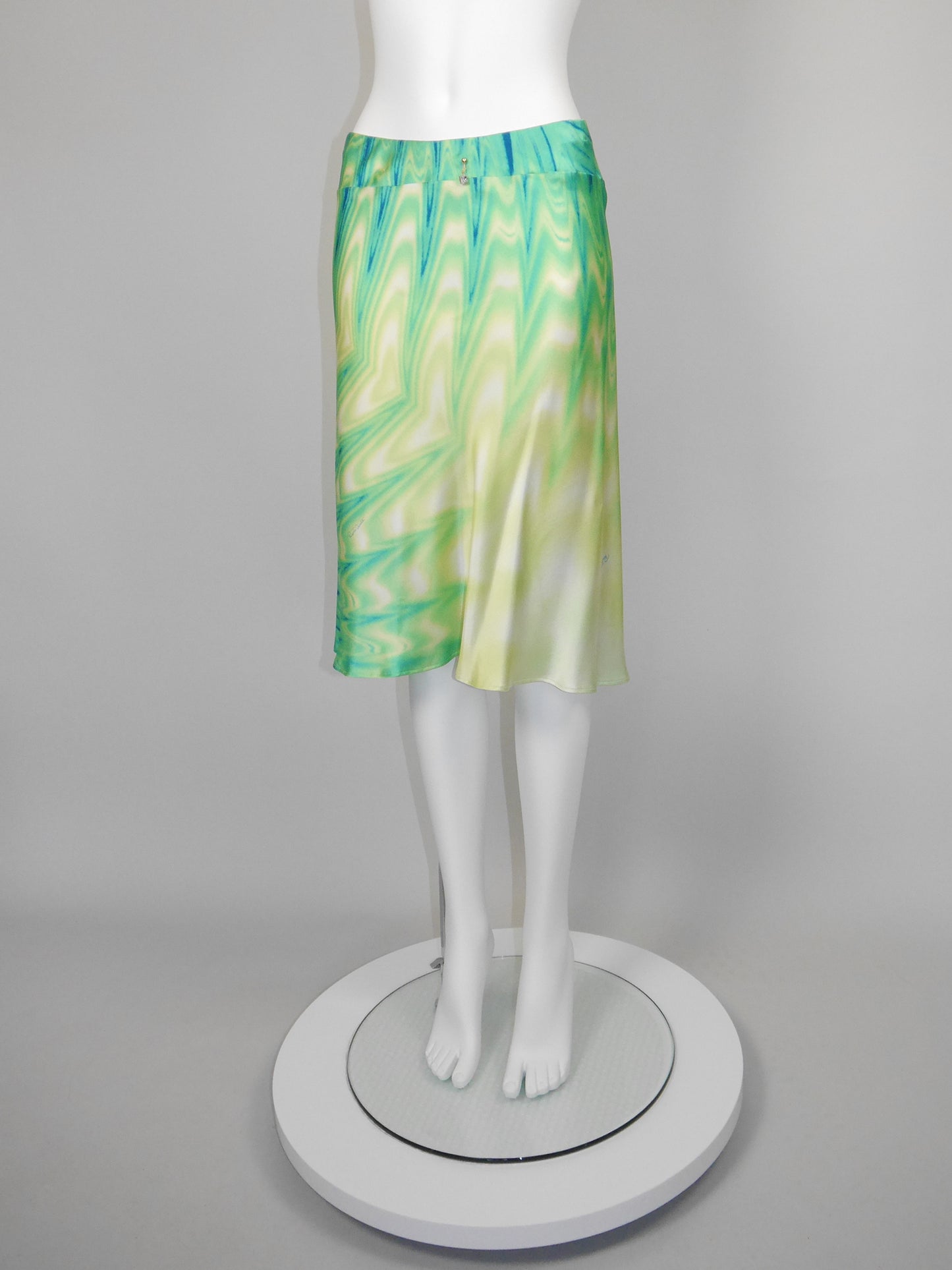 ROBERTO CAVALLI Spring 2001 Vintage Psychedelic Print Silk Skirt Size S