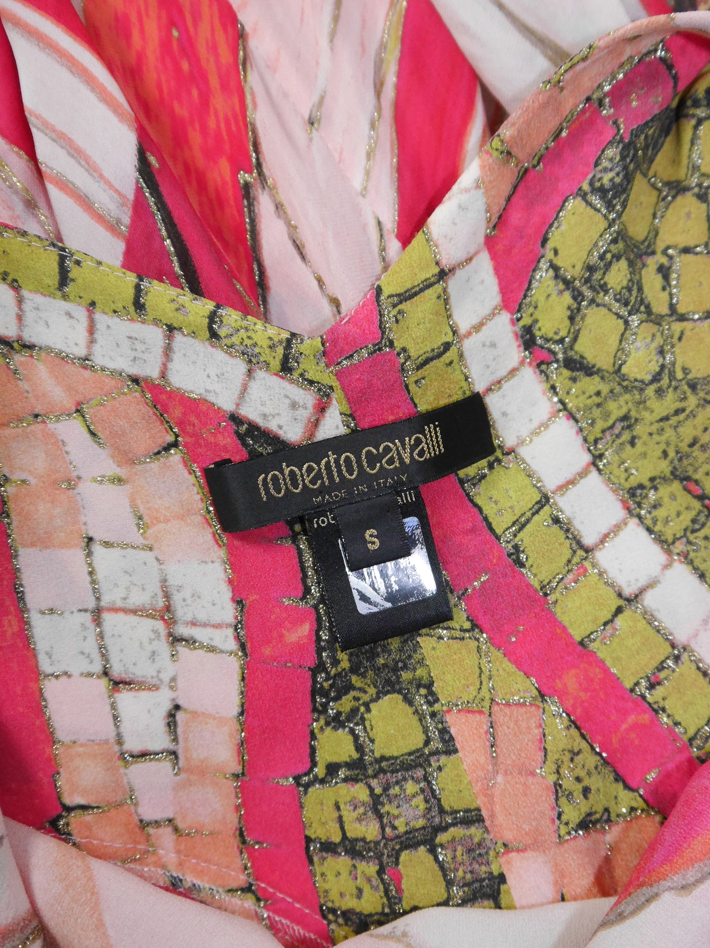 ROBERTO CAVALLI Spring 2004 Vintage Backless Hi-Low Silk Maxi Evening Dress Size S