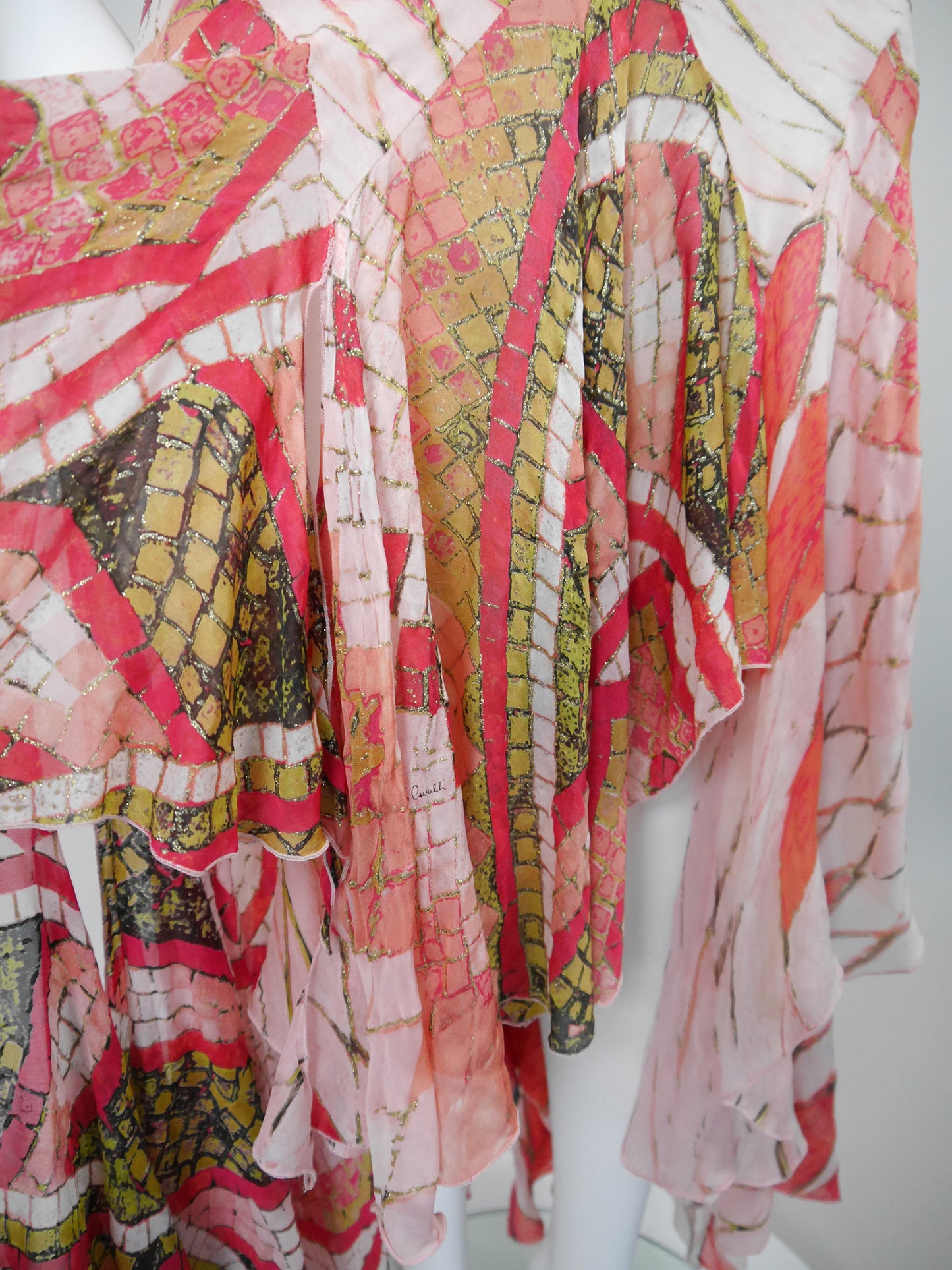 ROBERTO CAVALLI Spring 2004 Vintage Backless Hi-Low Silk Maxi Evening Dress Size S