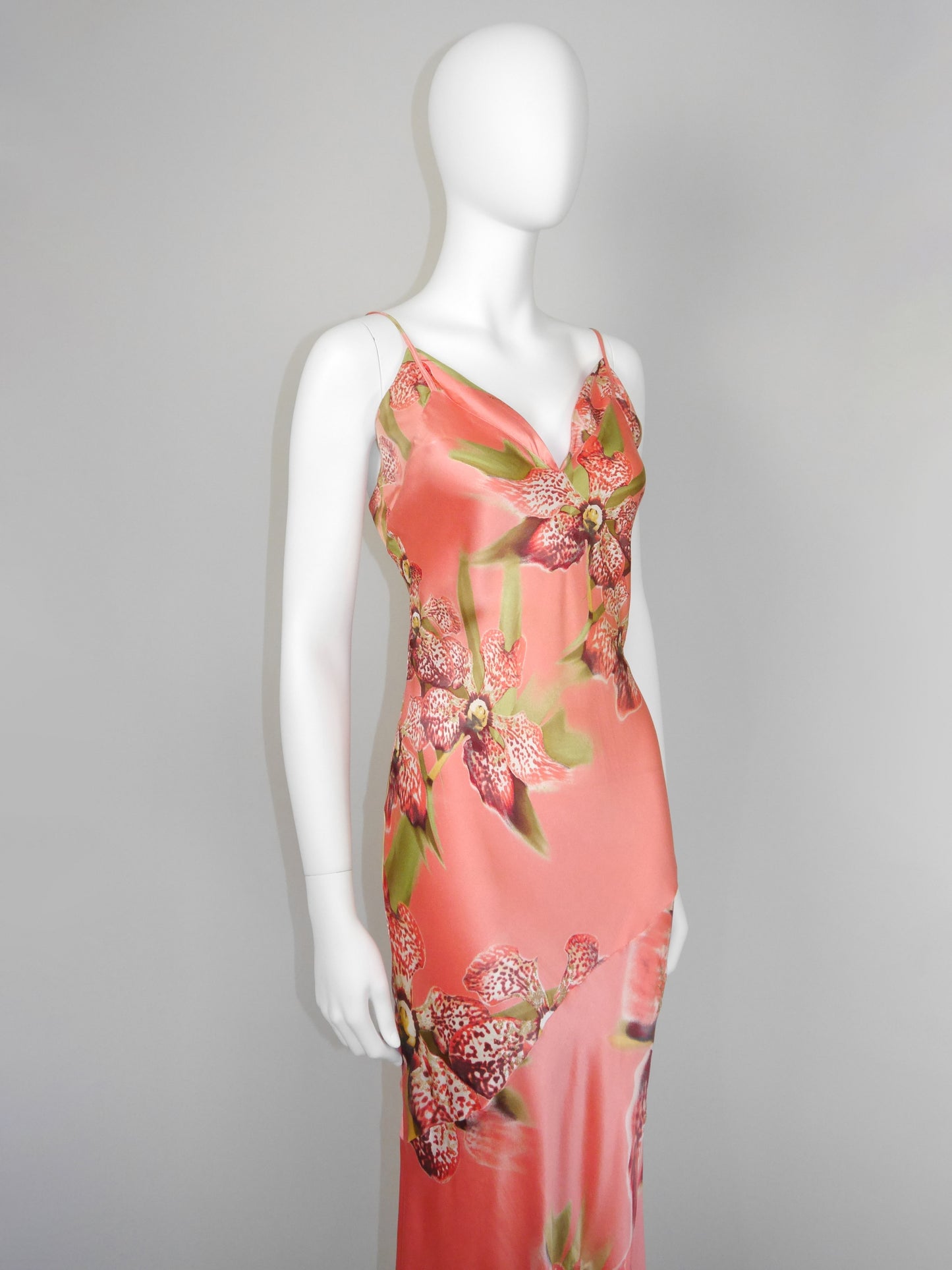 ROBERTO CAVALLI Spring 2005 Vintage Orchid Print Silk Maxi Gown