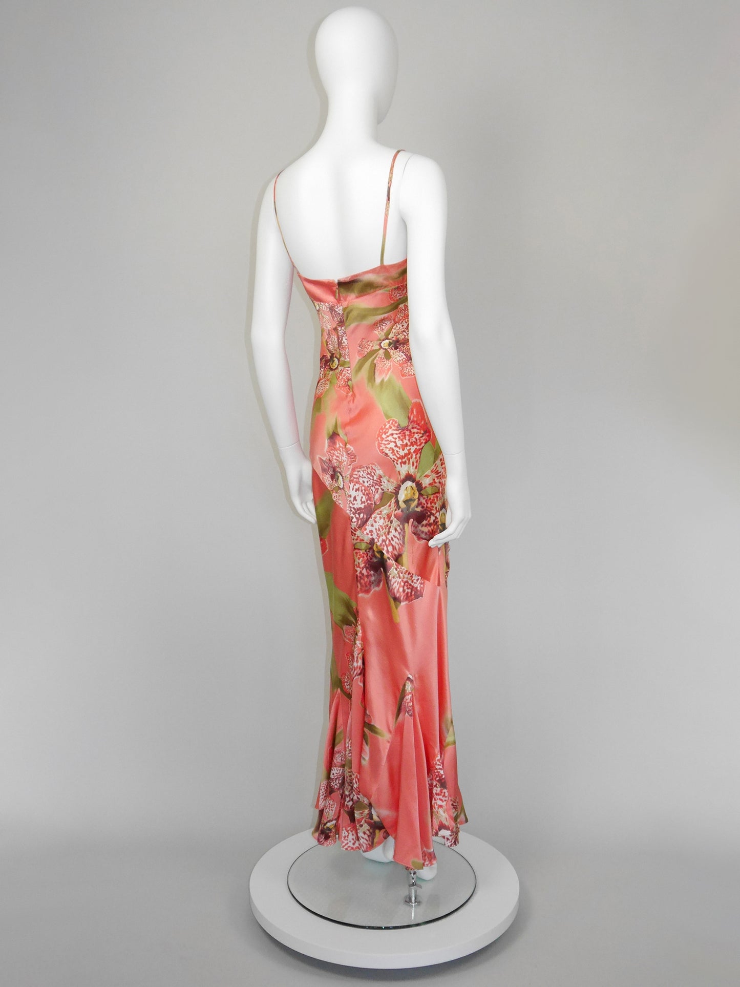 ROBERTO CAVALLI Spring 2005 Vintage Orchid Print Silk Maxi Gown