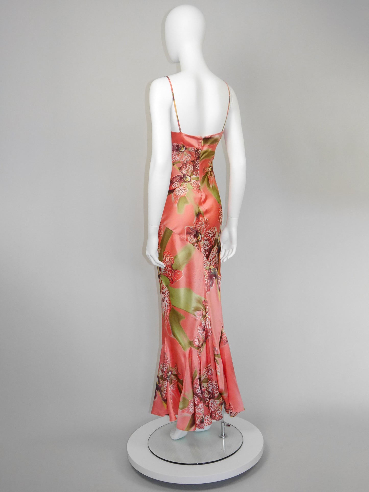 ROBERTO CAVALLI Spring 2005 Vintage Orchid Print Silk Maxi Gown