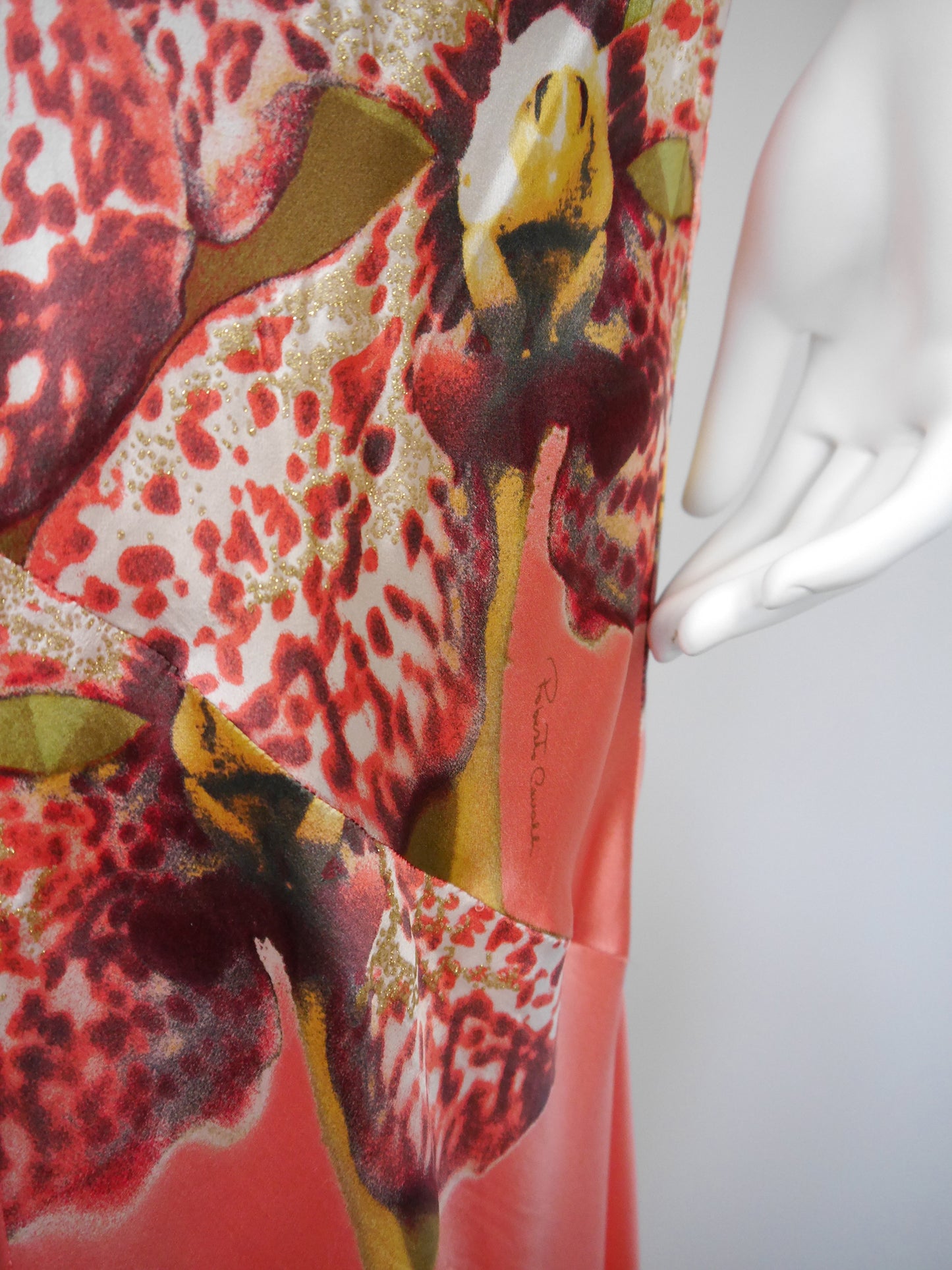 ROBERTO CAVALLI Spring 2005 Vintage Orchid Print Silk Maxi Gown