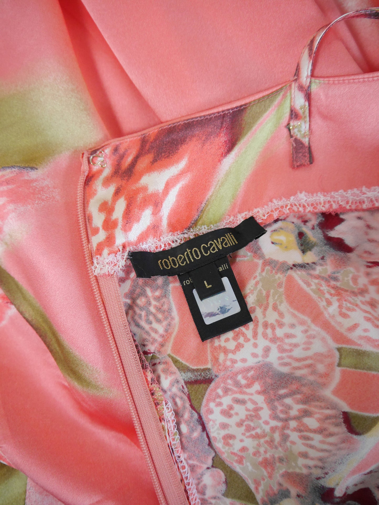 ROBERTO CAVALLI Spring 2005 Vintage Orchid Print Silk Maxi Gown
