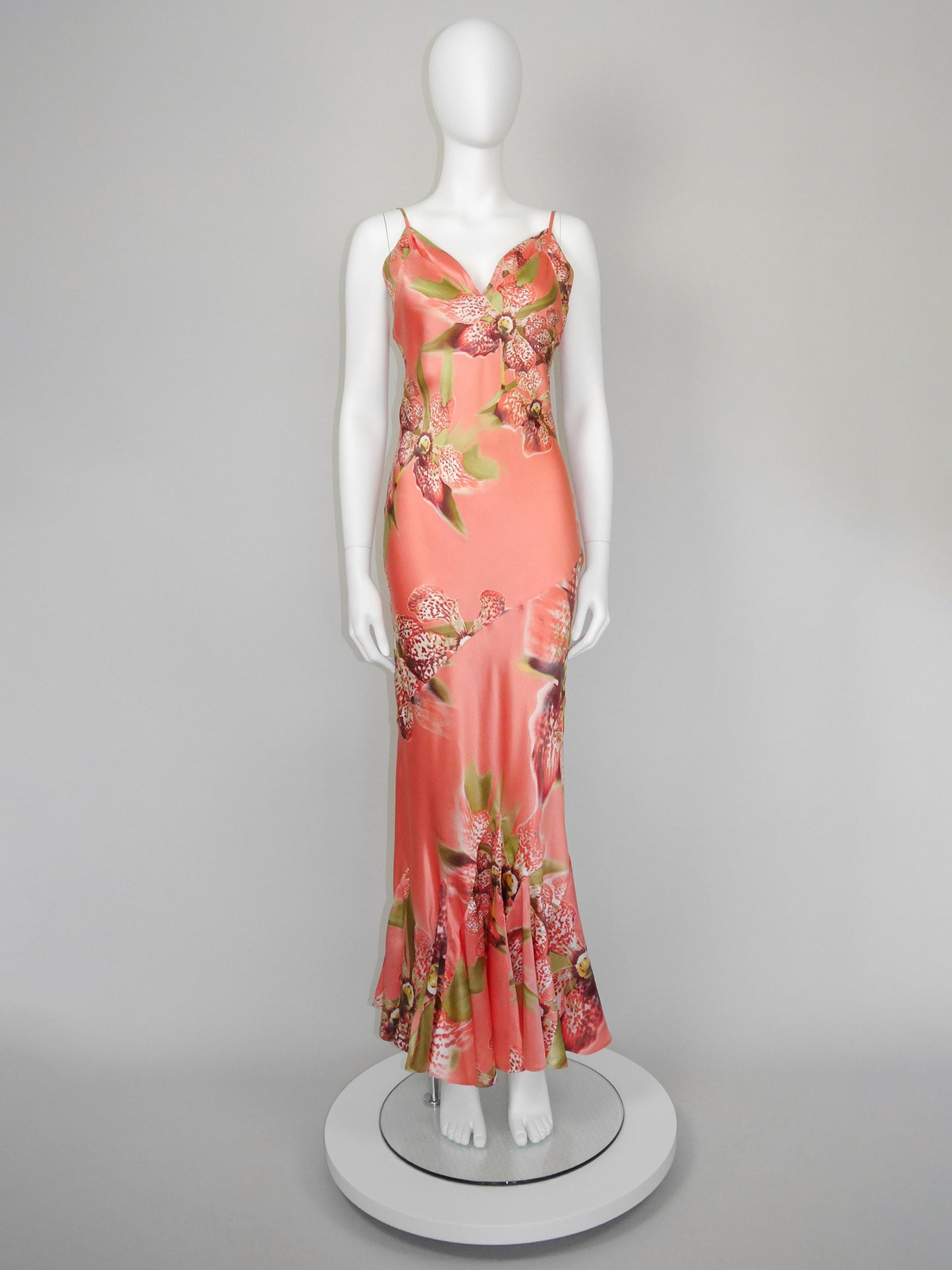 ROBERTO CAVALLI Spring 2005 Vintage Orchid Print Silk Maxi Gown