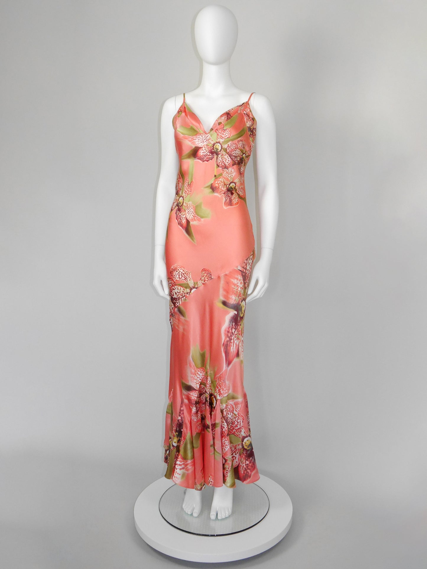 ROBERTO CAVALLI Spring 2005 Vintage Orchid Print Silk Maxi Gown