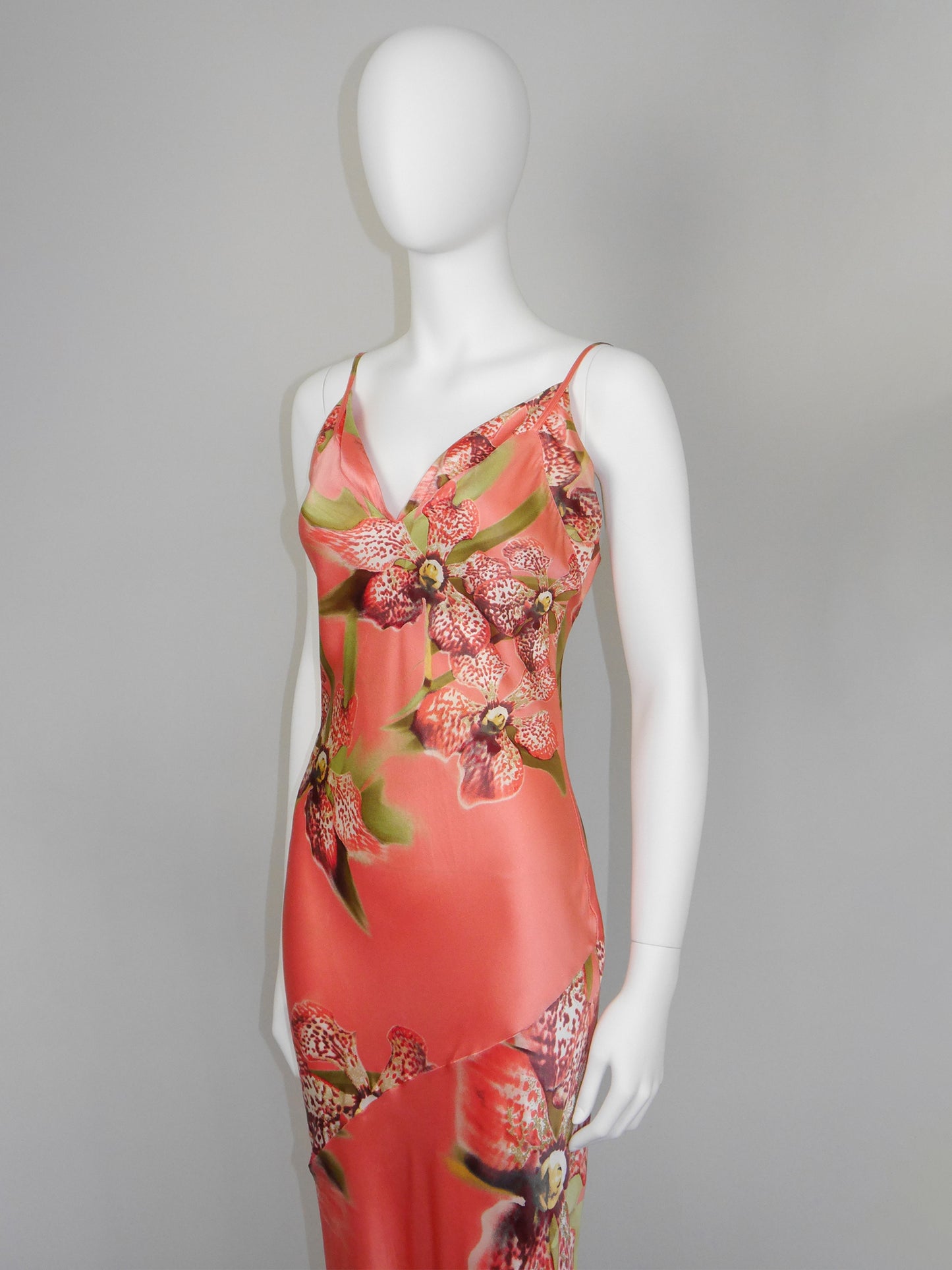ROBERTO CAVALLI Spring 2005 Vintage Orchid Print Silk Maxi Gown
