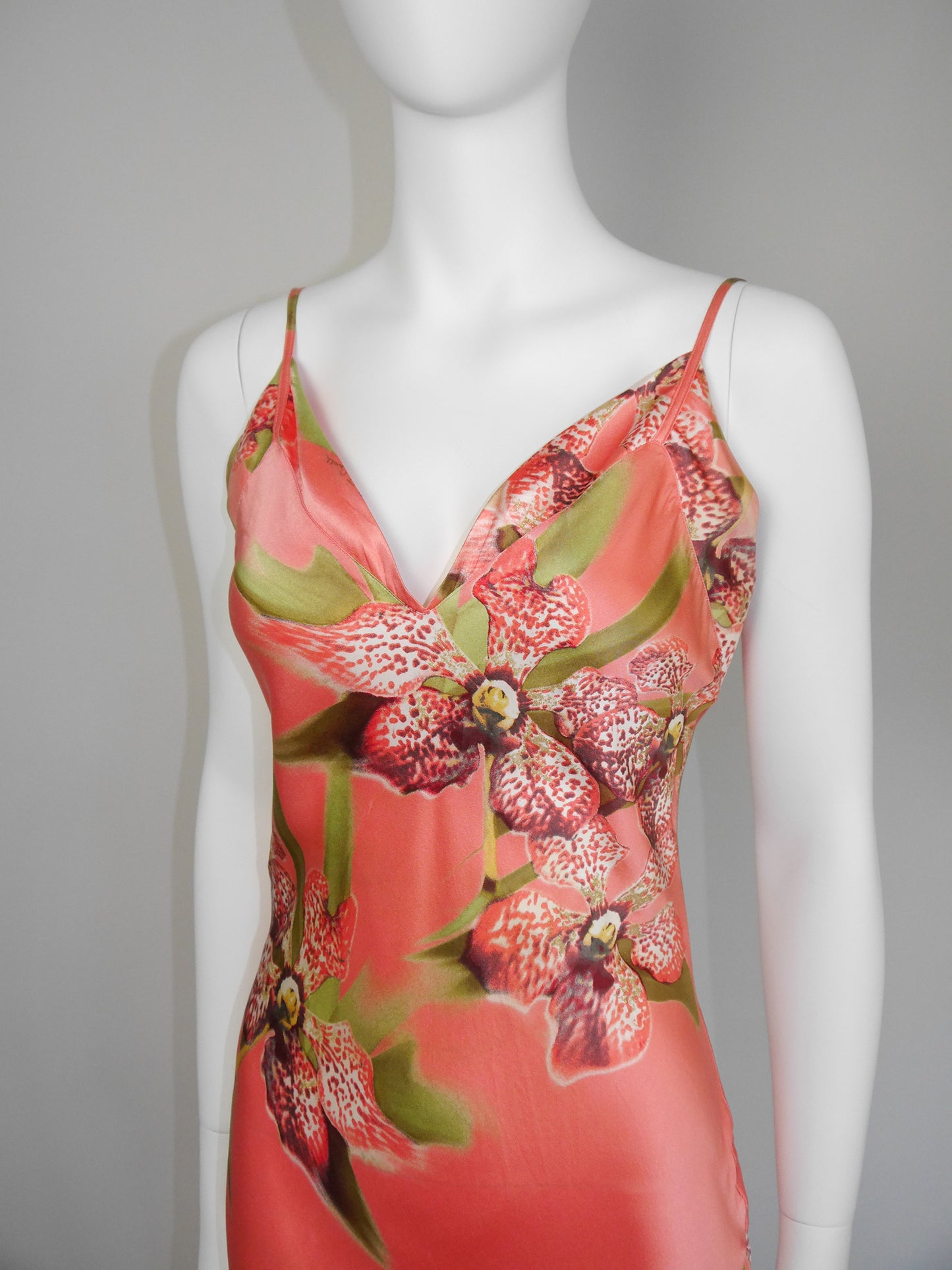 ROBERTO CAVALLI Spring 2005 Vintage Orchid Print Silk Maxi Gown