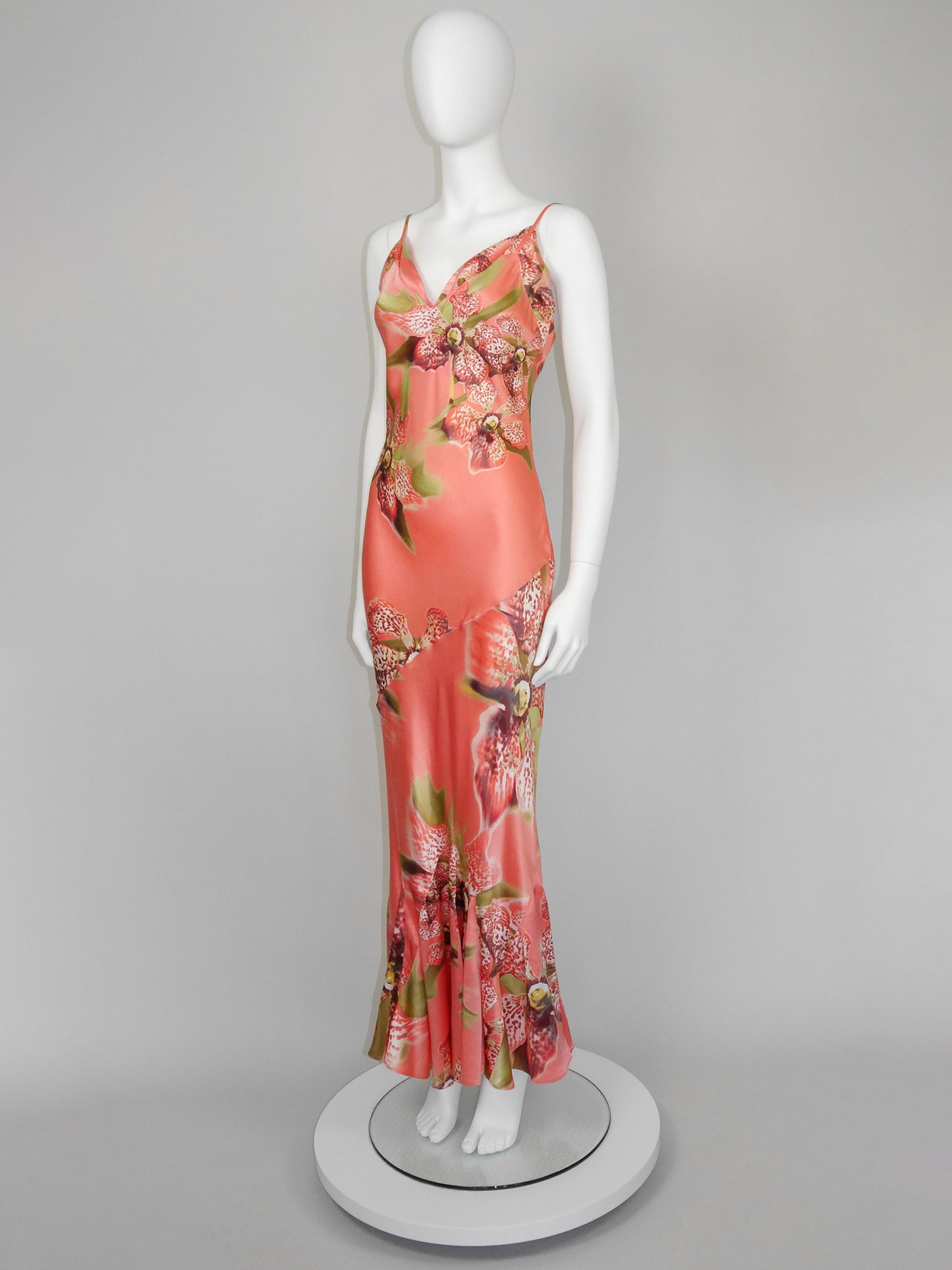 ROBERTO CAVALLI Spring 2005 Vintage Orchid Print Silk Maxi Gown
