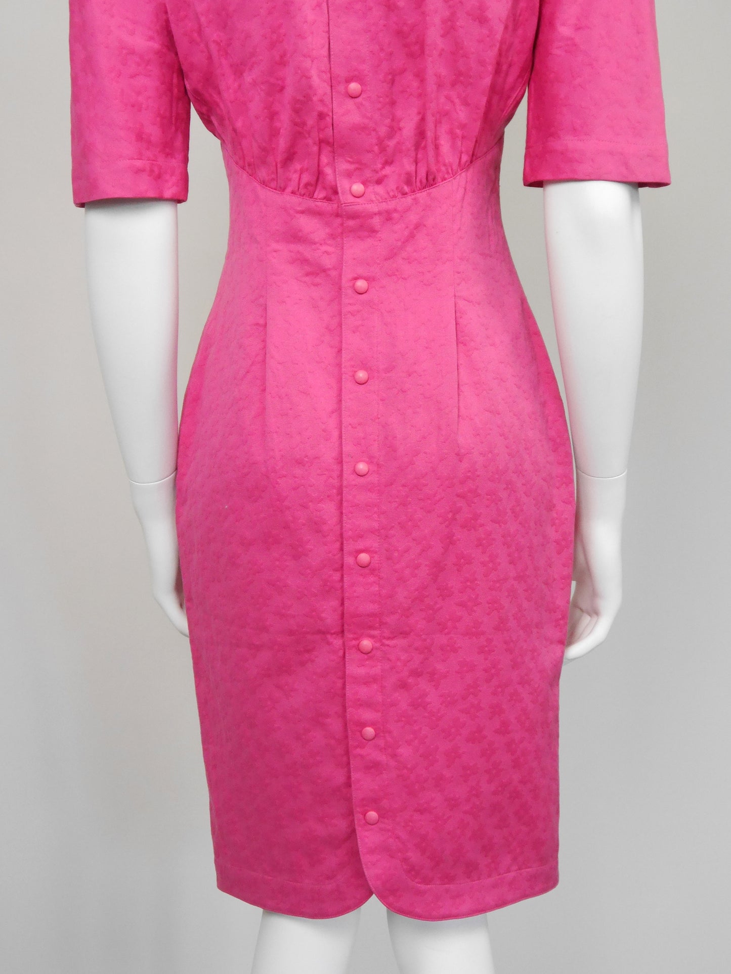 THIERRY MUGLER 1980s 1990s Vintage Pink Cotton Day Dress Size XS