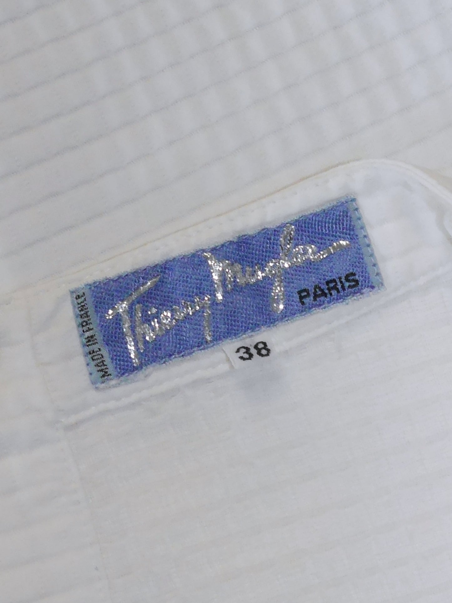 THIERRY MUGLER 1980s 1990s Vintage White Waffle Weave Sculpted Dress Size XS