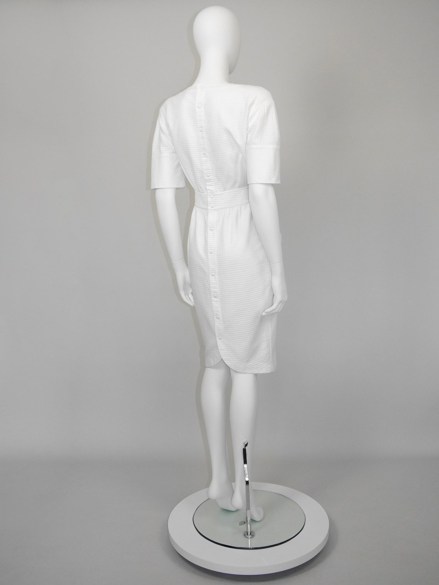 THIERRY MUGLER 1980s 1990s Vintage White Waffle Weave Sculpted Dress Size XS