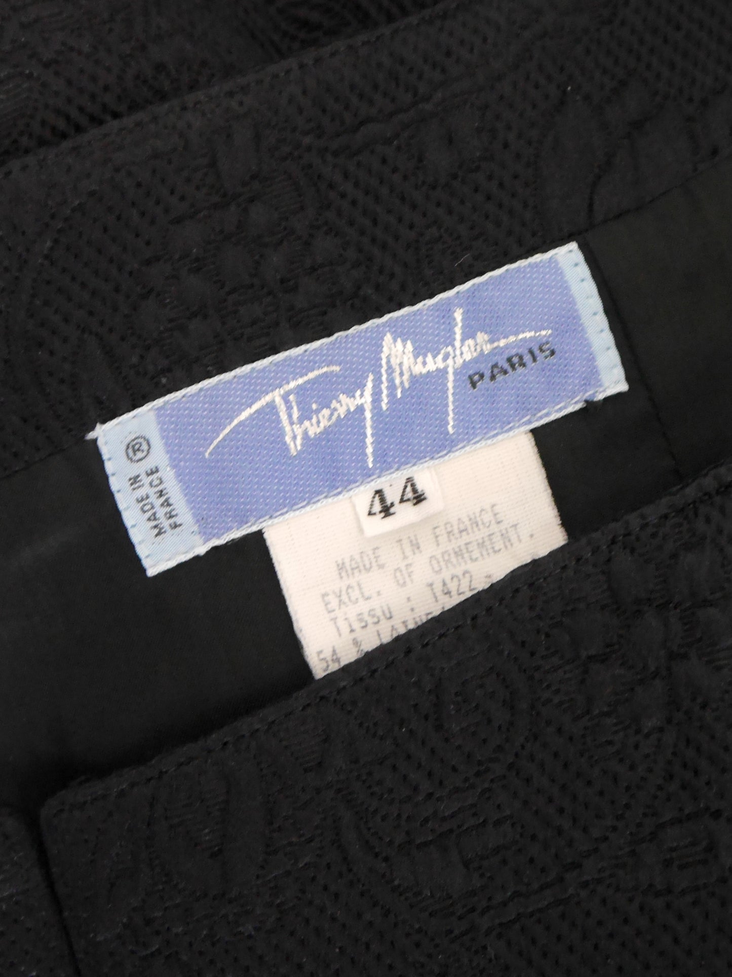 THIERRY MUGLER 1990s Vintage Black Jacquard Cocktail Evening Dress Size L