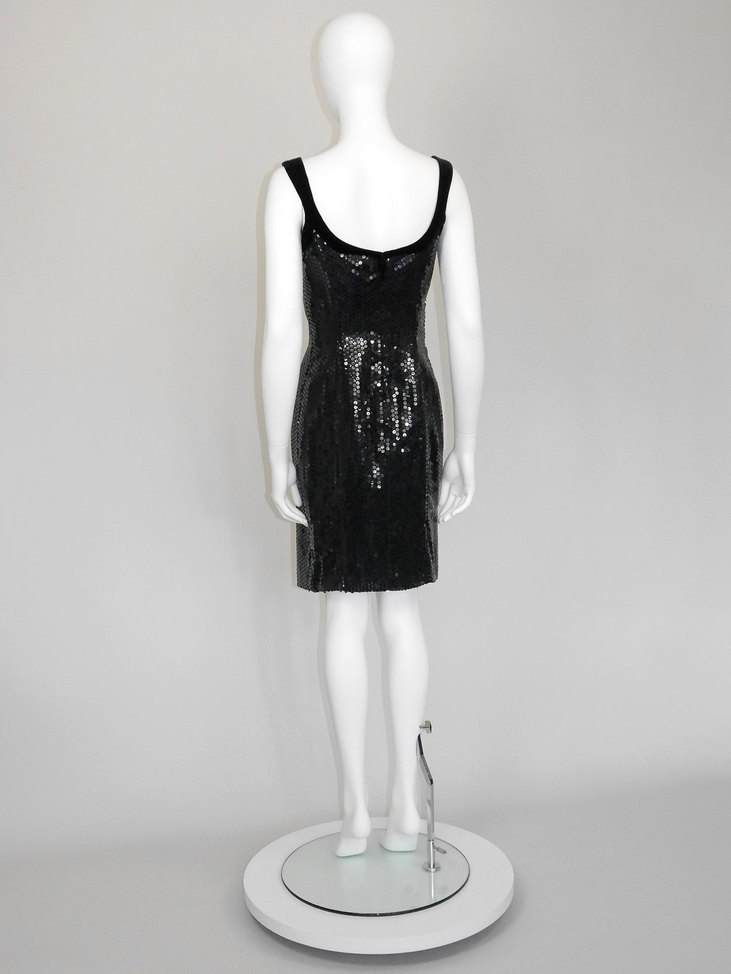 THIERRY MUGLER 1990s Vintage Black Velvet & Sequins Cocktail Evening Dress Size S