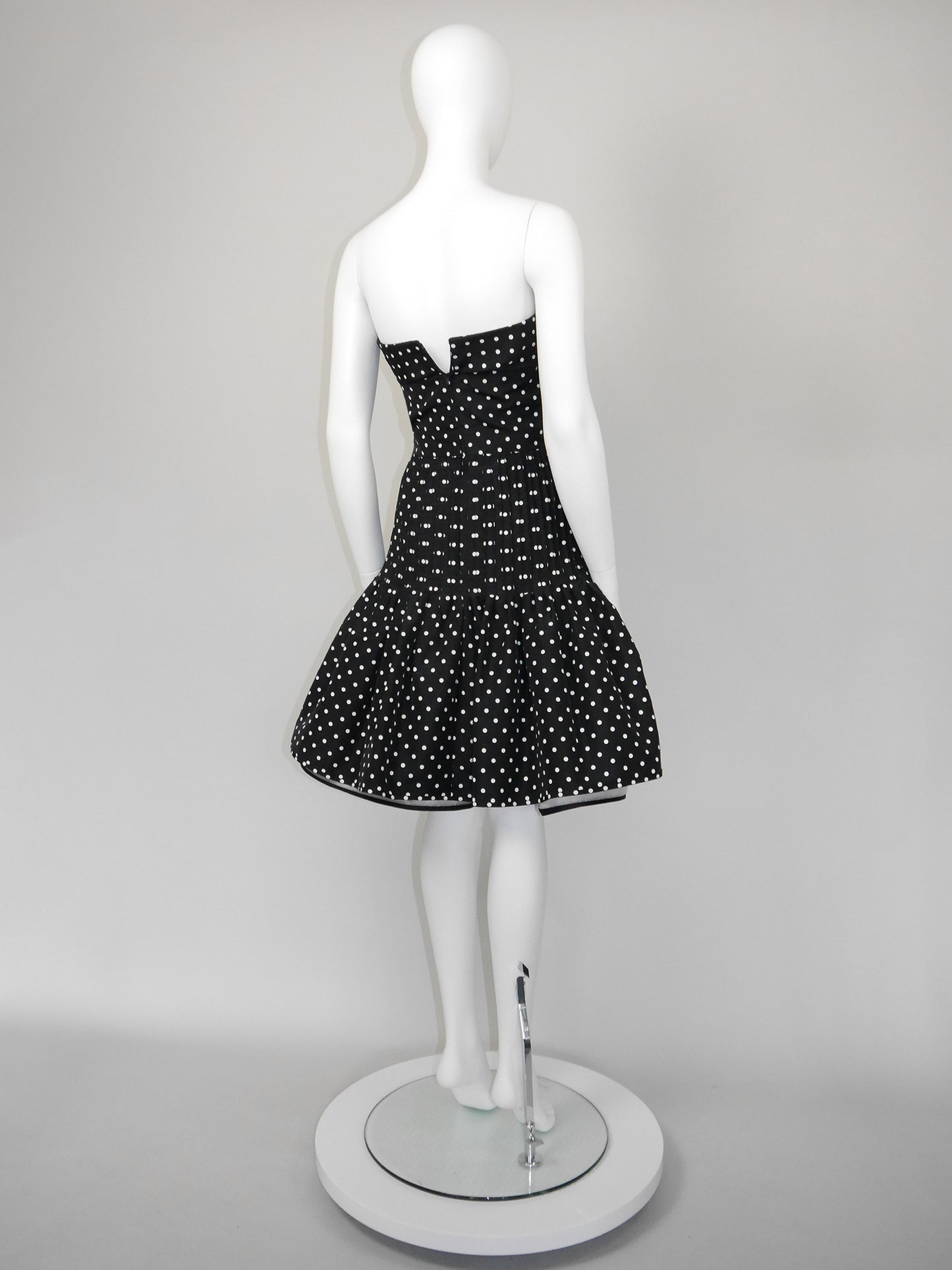 VALENTINO 1980s Vintage Black & White Polka Dot Cocktail Dress Size XS