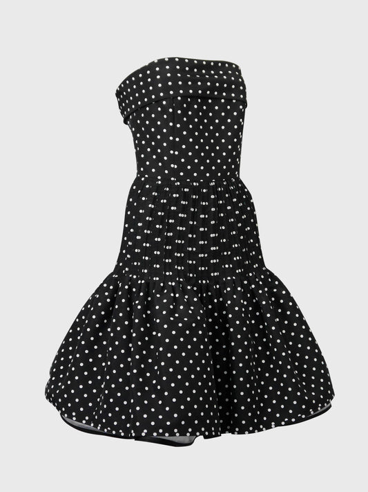 VALENTINO 1980s Vintage Black & White Polka Dot Cocktail Dress Size XS