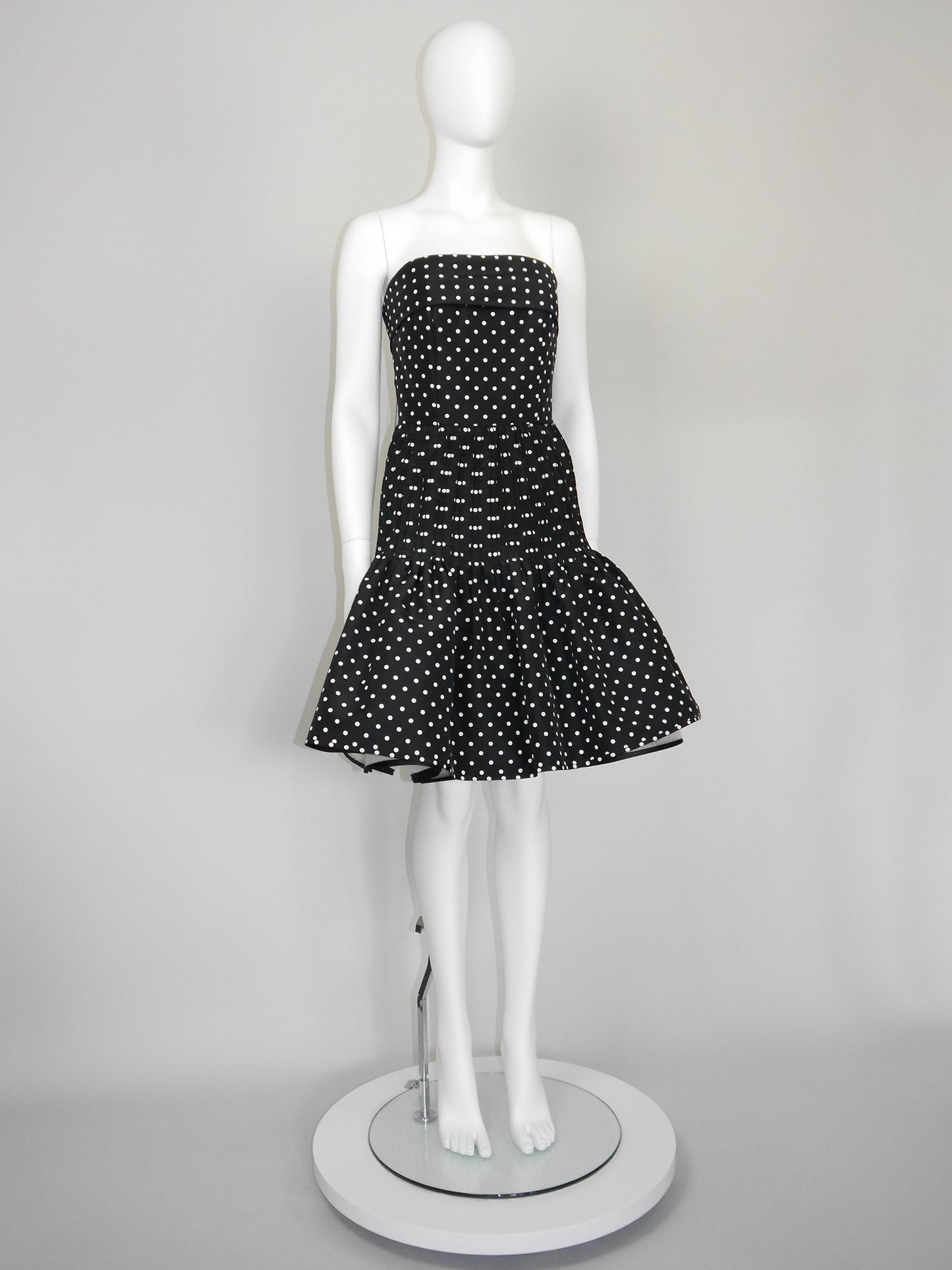 VALENTINO 1980s Vintage Black & White Polka Dot Cocktail Dress Size XS