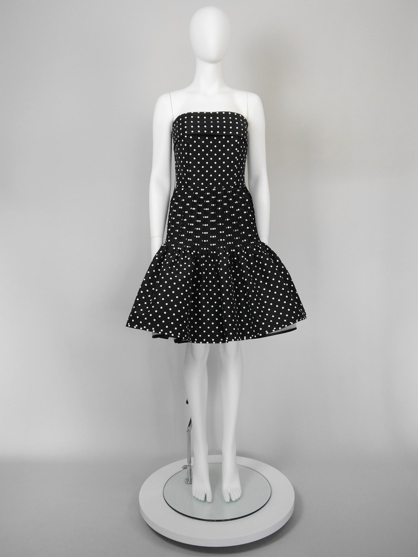 VALENTINO 1980s Vintage Black & White Polka Dot Cocktail Dress Size XS