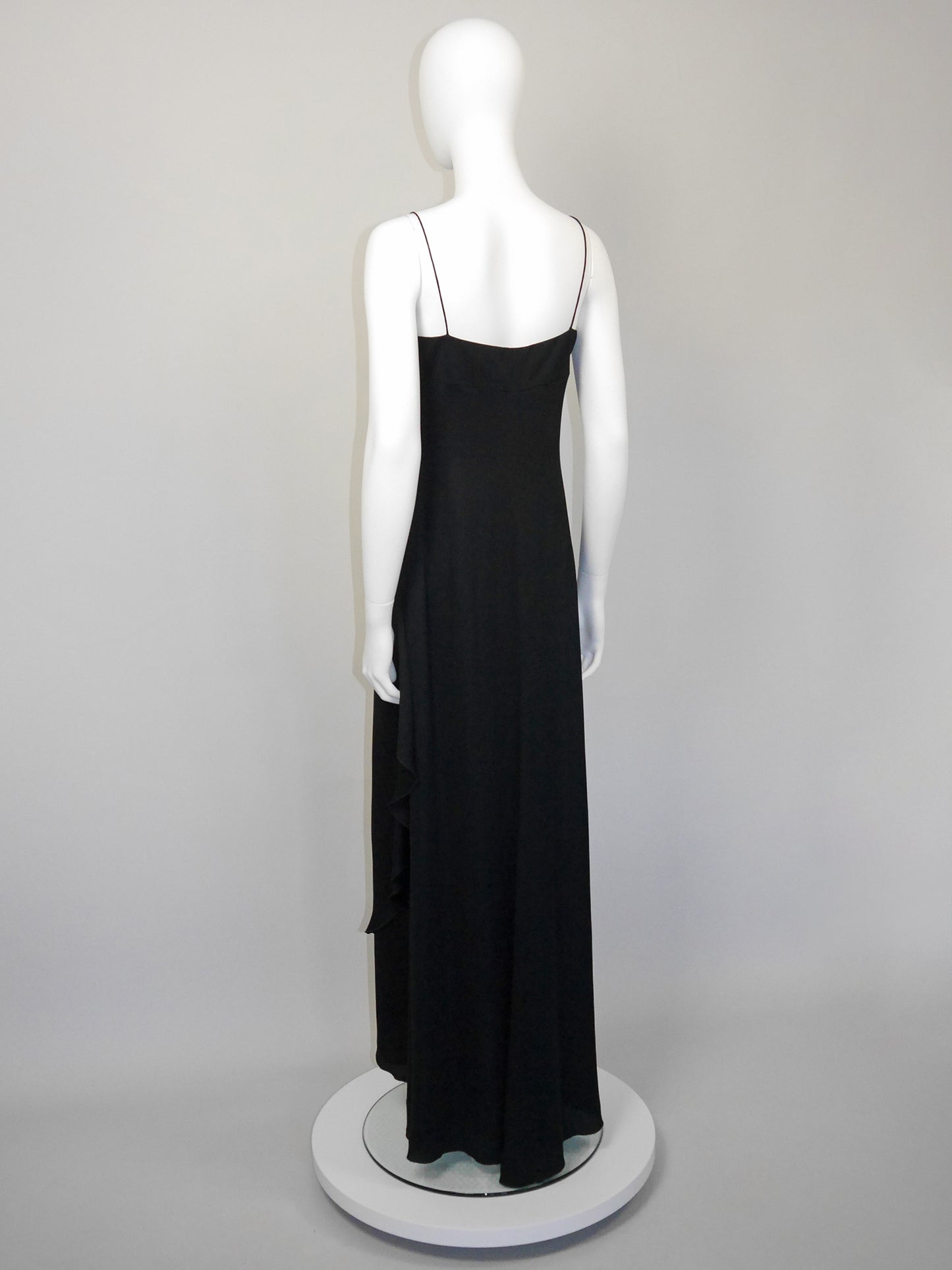 VALENTINO 1990s 2000s Vintage Black Beaded Sequined Maxi Evening Dress Gown Size M-L