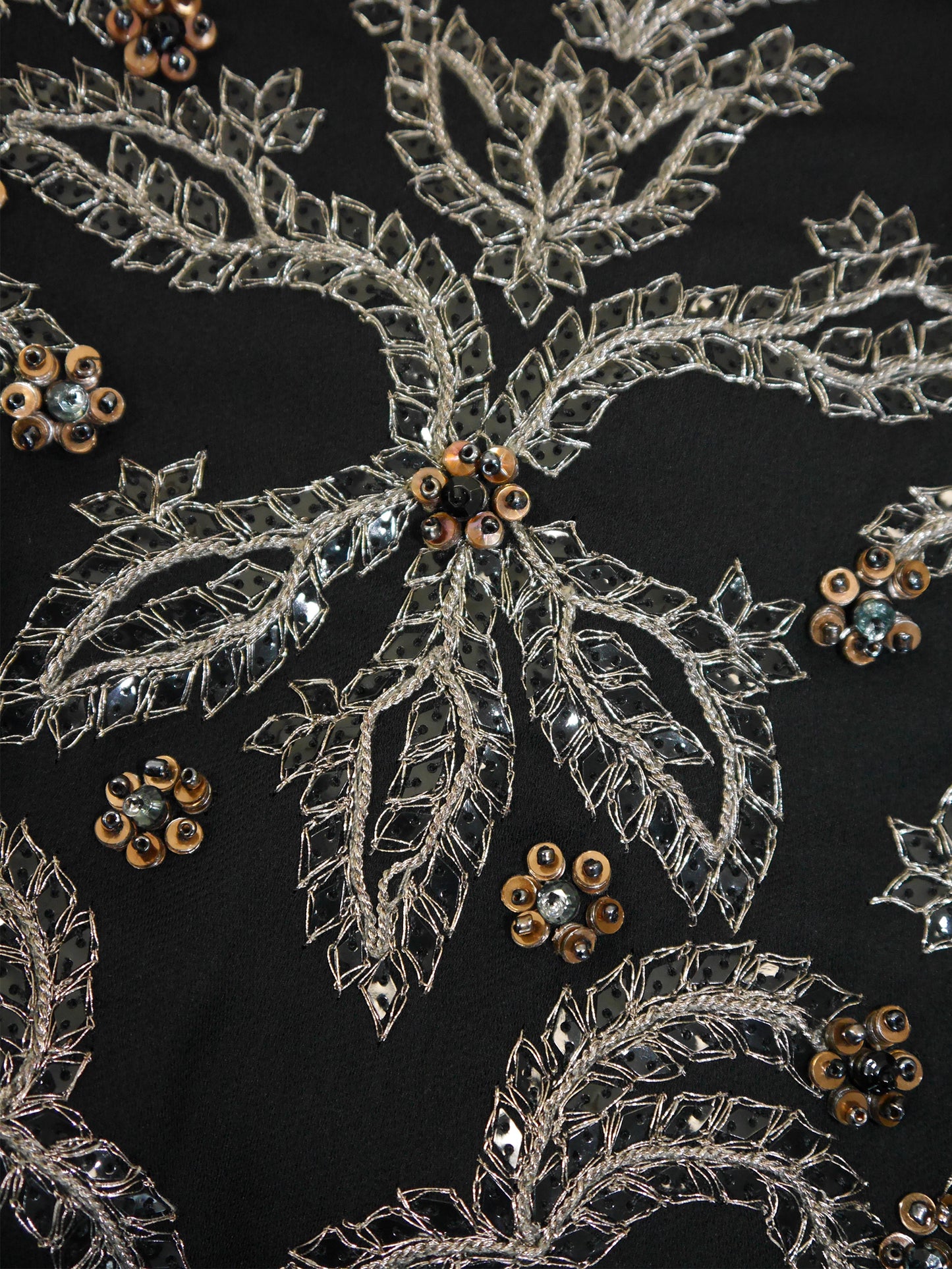 VALENTINO 1990s 2000s Vintage Black Beaded Sequined Maxi Evening Dress Gown Size M-L