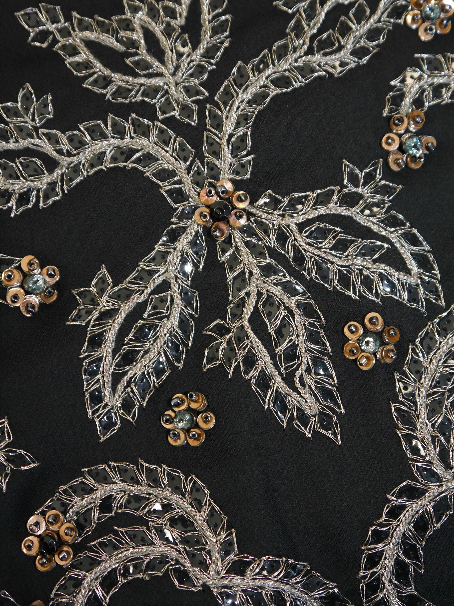 VALENTINO 1990s 2000s Vintage Black Beaded Sequined Maxi Evening Dress Gown Size M-L