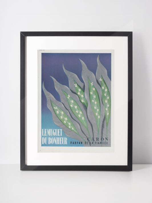 CARON 1955 Vintage Print Advertisement Perfume Parfum Metallic Silver