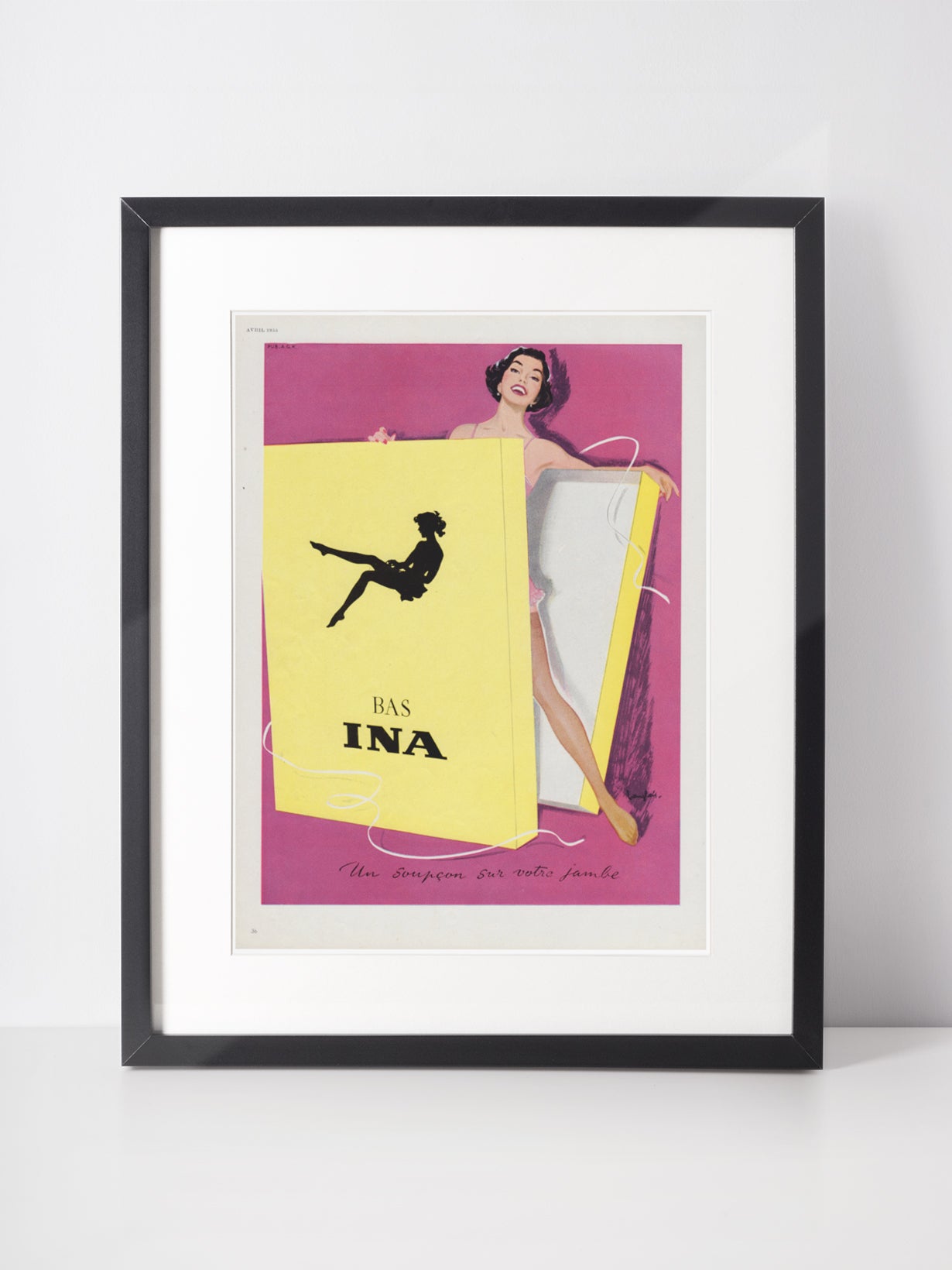 INA 1955 Vintage Print Magazine Advertisement Lingerie Hosiery