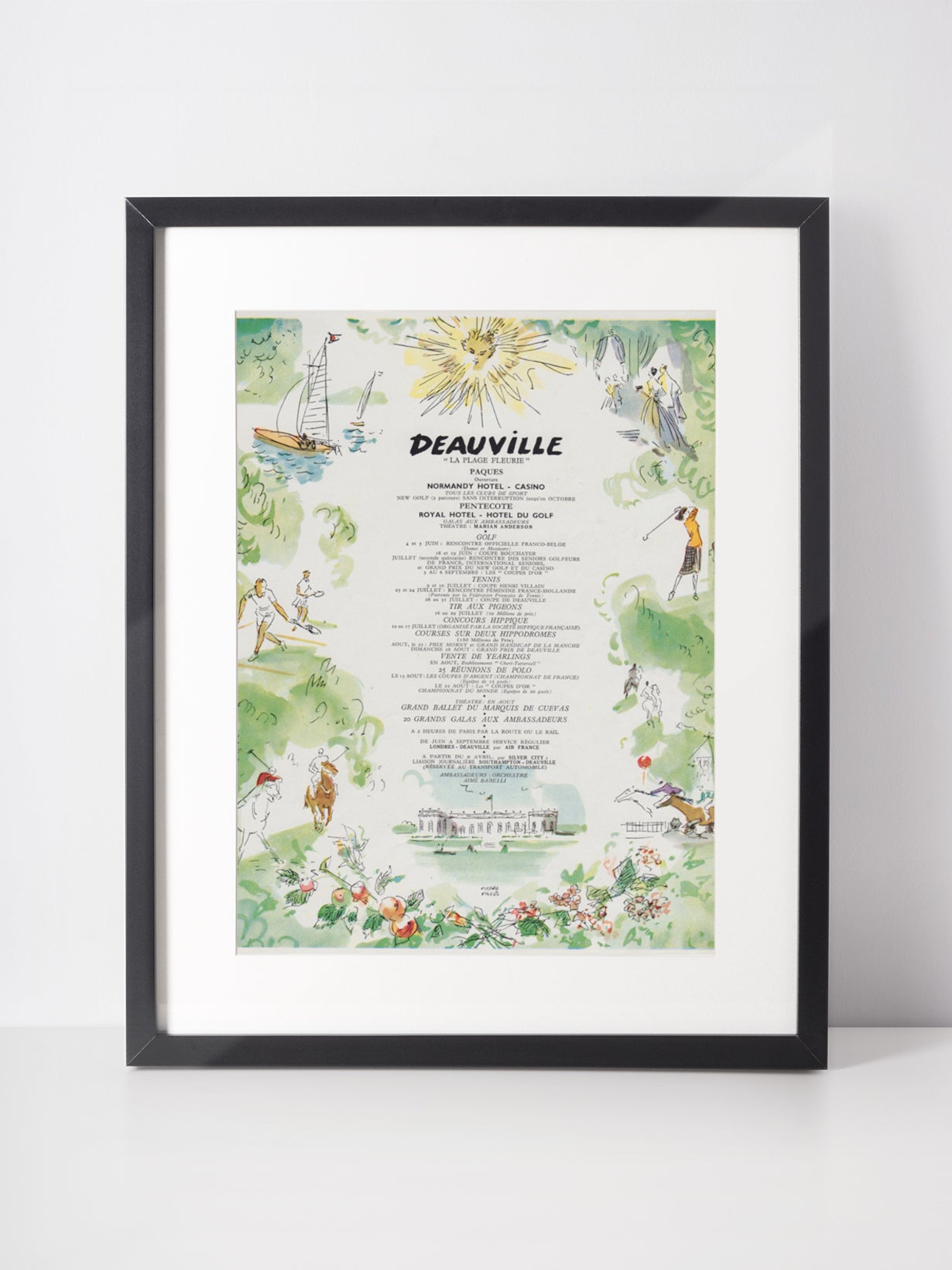 DEAUVILLE 1955 Vintage Print Advertisement Tourism Travel Casino Golf