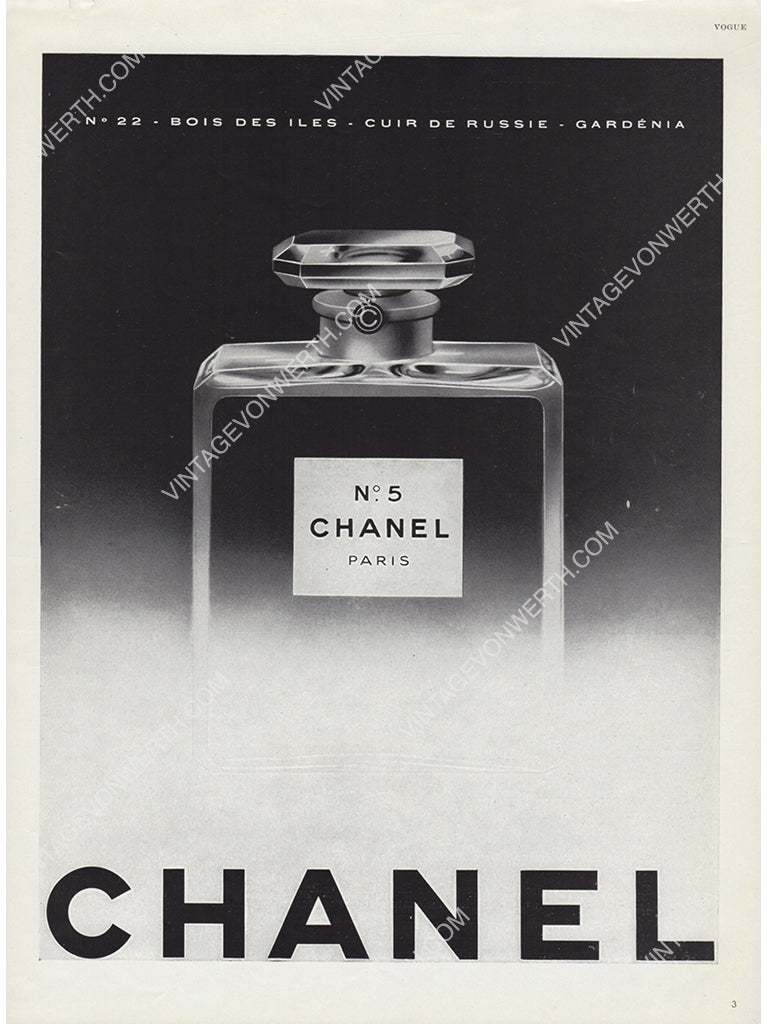 CHANEL 1957 Vintage Print Advertisement Perfume Parfum 1950s