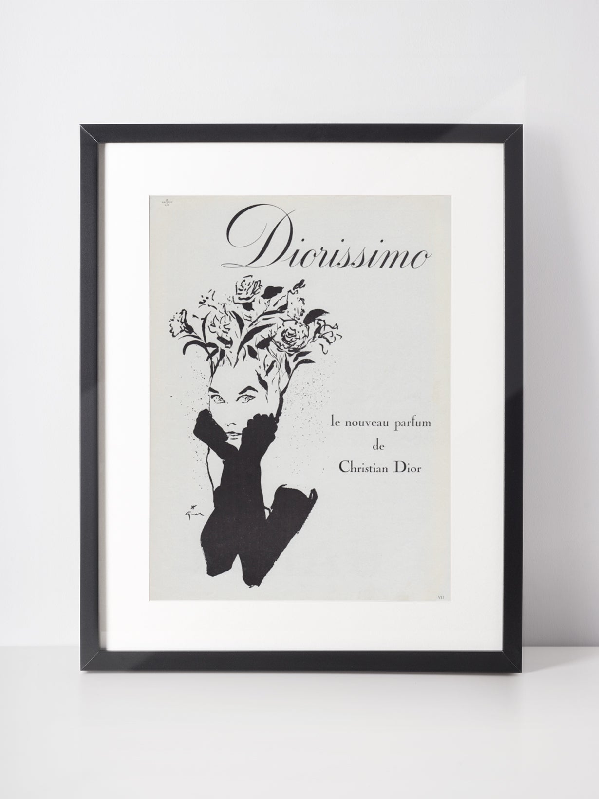 CHRISTIAN DIOR 1957 Vintage Print Advertisement Perfume René Gruau 1950s