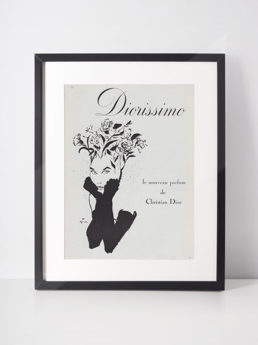 CHRISTIAN DIOR 1957 Vintage Print Advertisement Perfume René Gruau 1950s